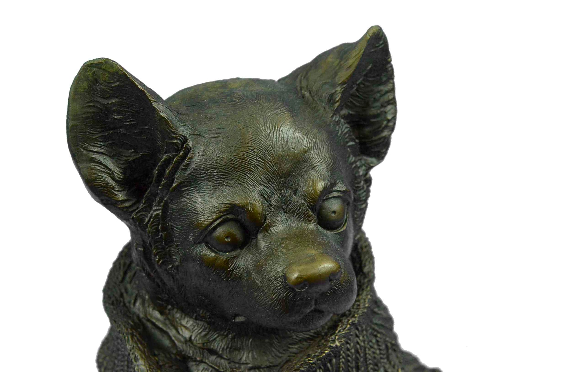 Cute Chihuahua Dog in Hooded Sweater Bronze Sculpture Figurine Statue Hot Cast