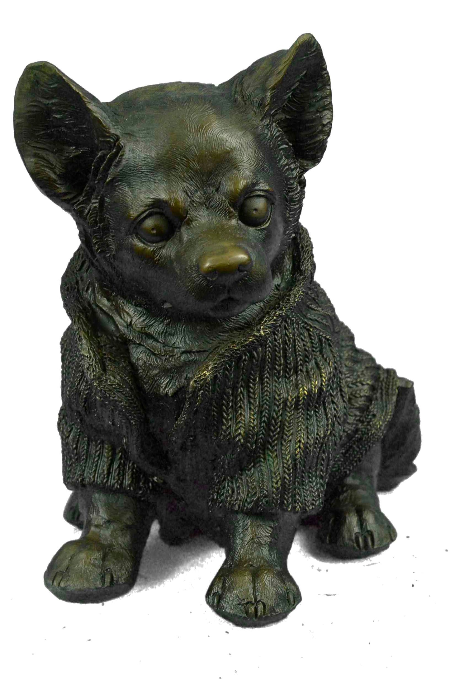 Cute Chihuahua Dog in Hooded Sweater Bronze Sculpture