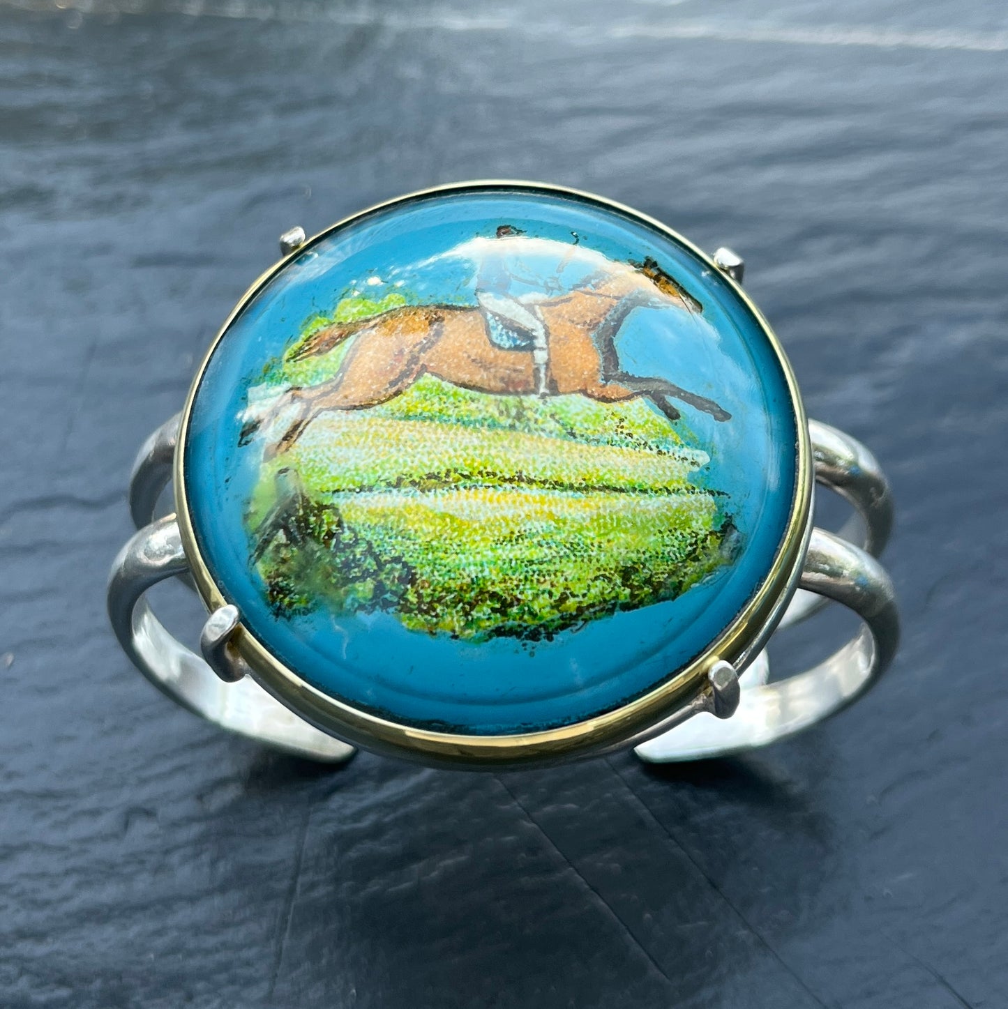 Vintage Galloping Horse Rosette Bracelet