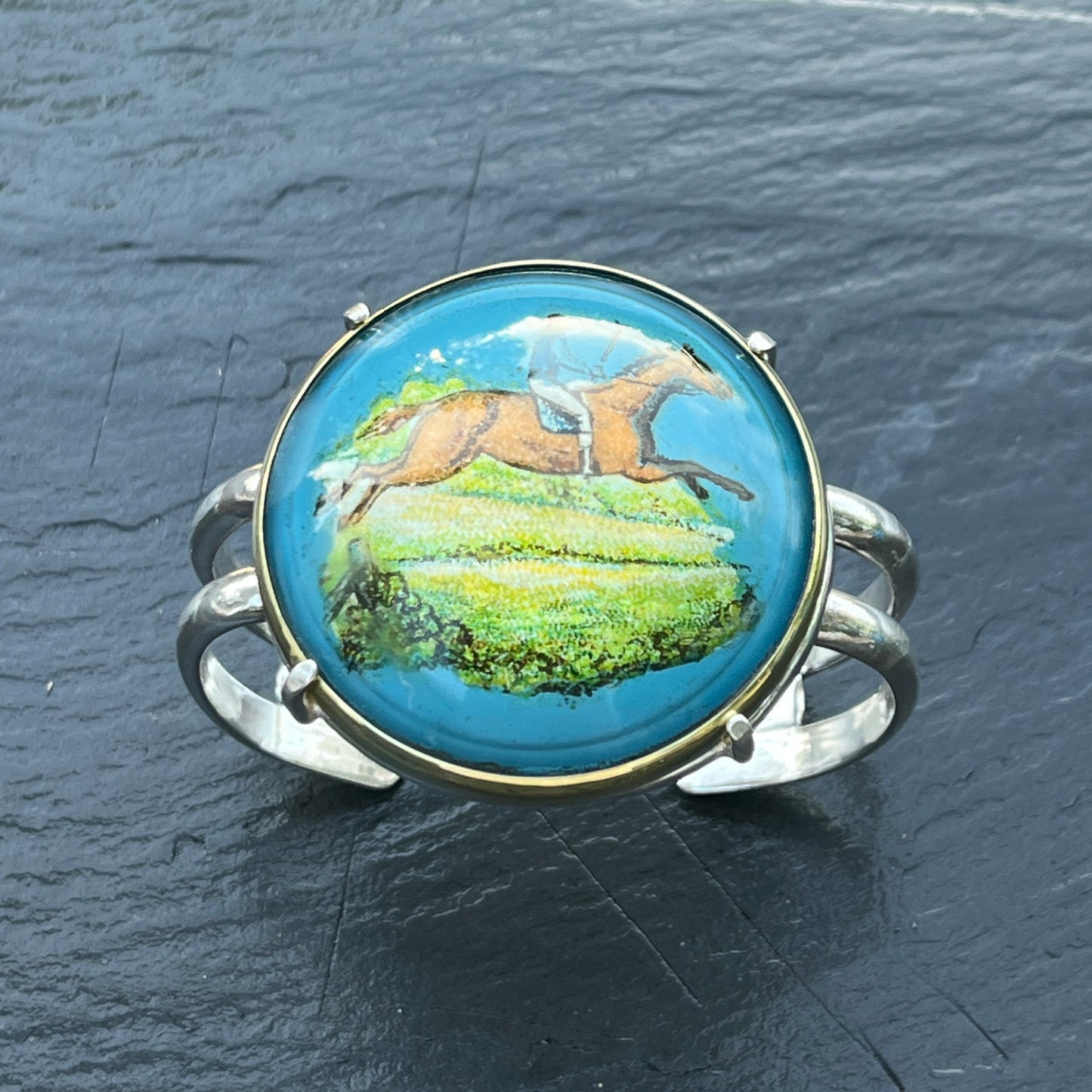 Vintage Galloping Horse Rosette Bracelet