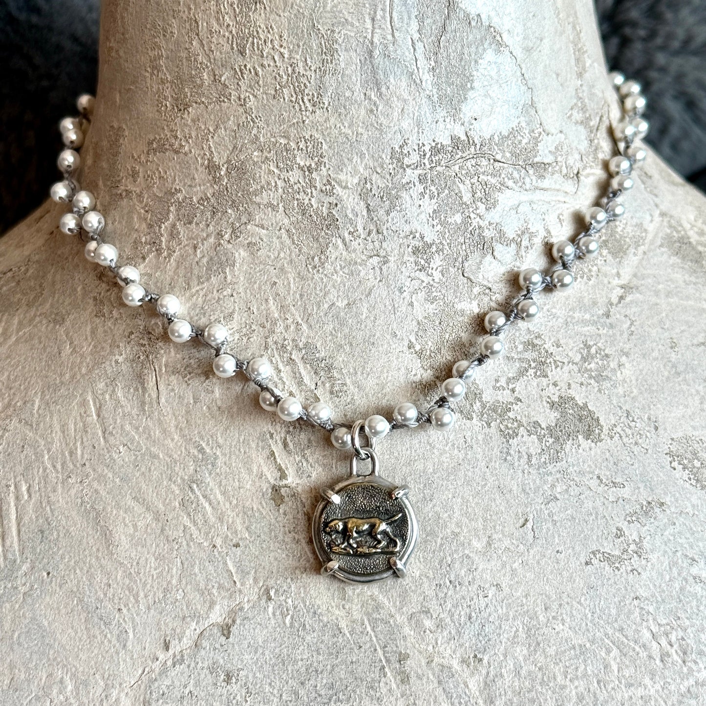 Little Lovely Hunting Dog Button Necklace