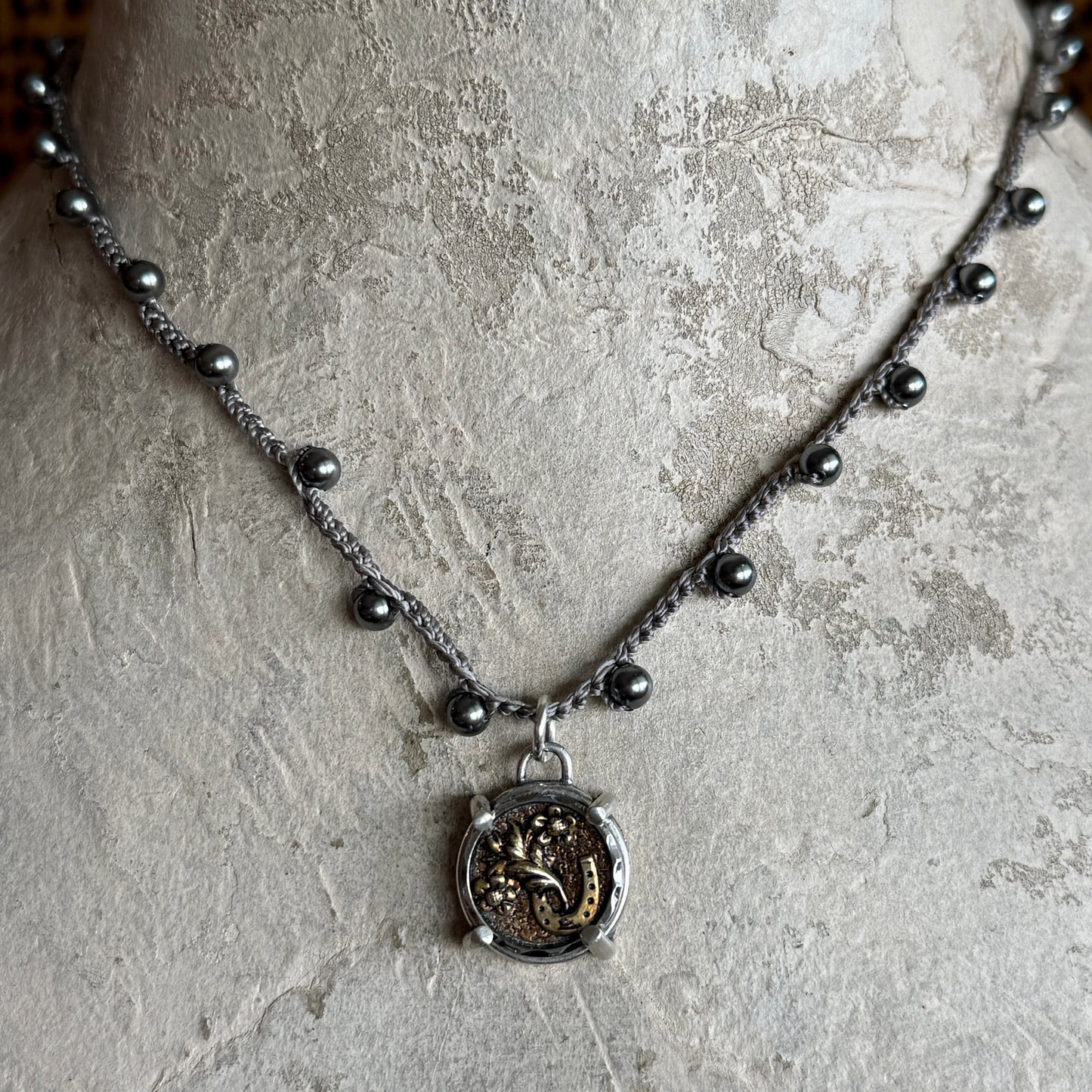 Little Lovely Victorian Horseshoe Button Necklace
