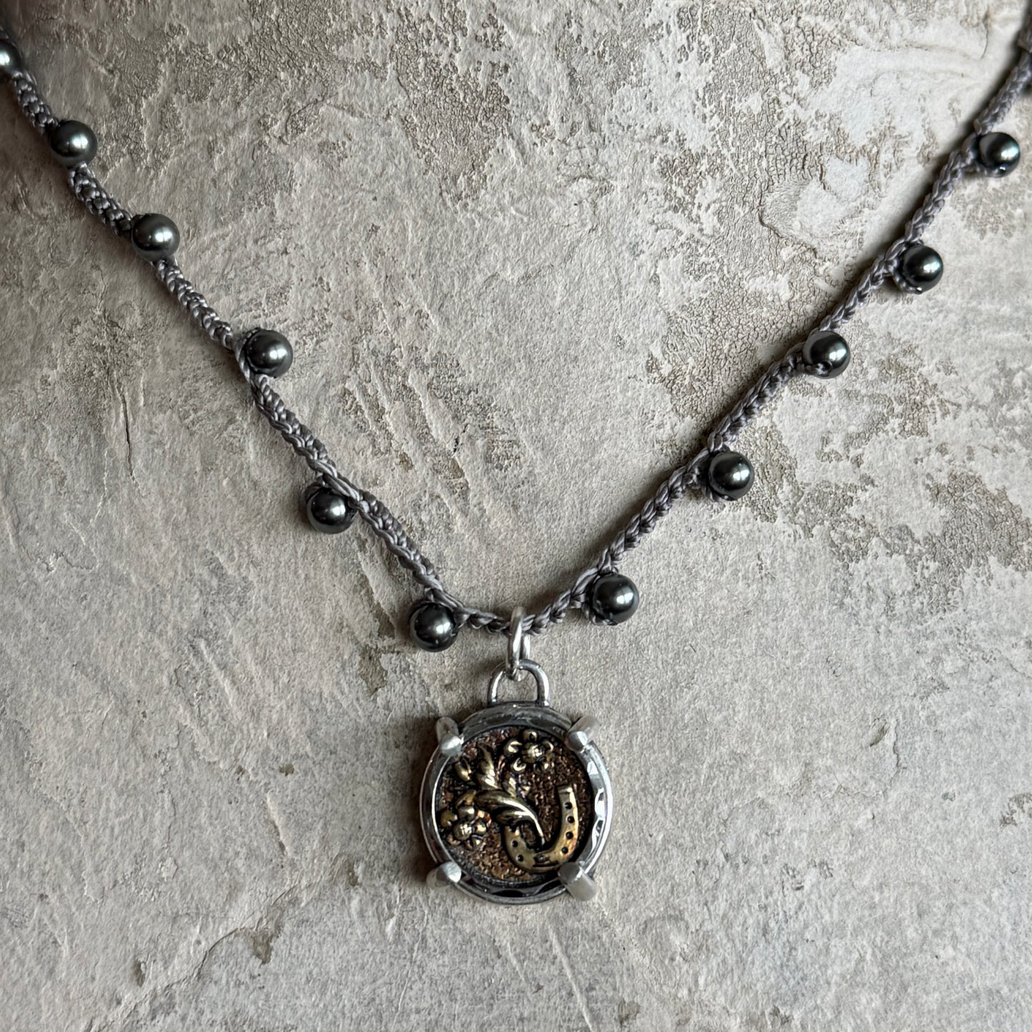 Little Lovely Victorian Horseshoe Button Necklace
