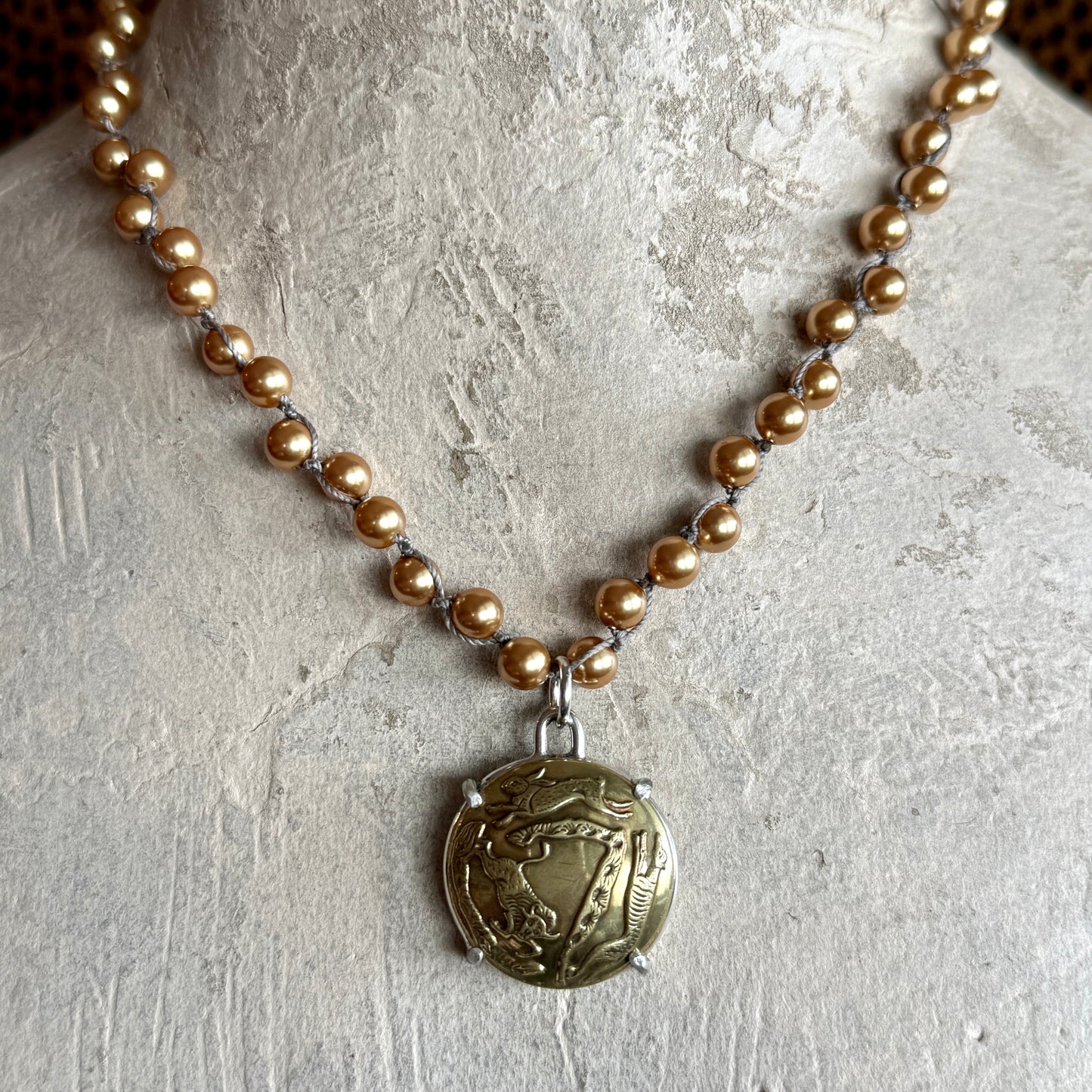 Rare Thylacine Tiger Button Necklace