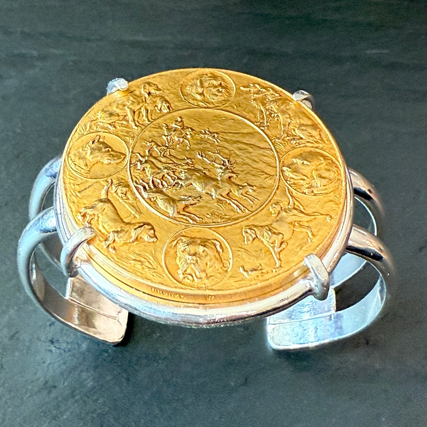 Hunting in the Round Medal Cuff Bracelet