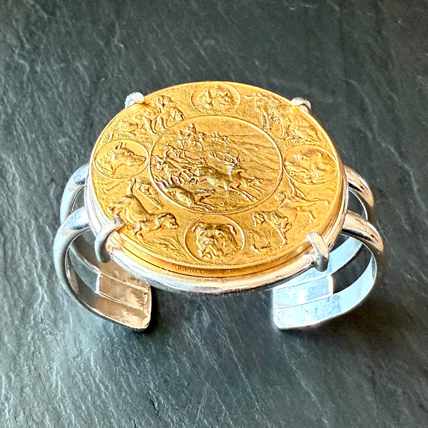 Hunting in the Round Medal Cuff Bracelet