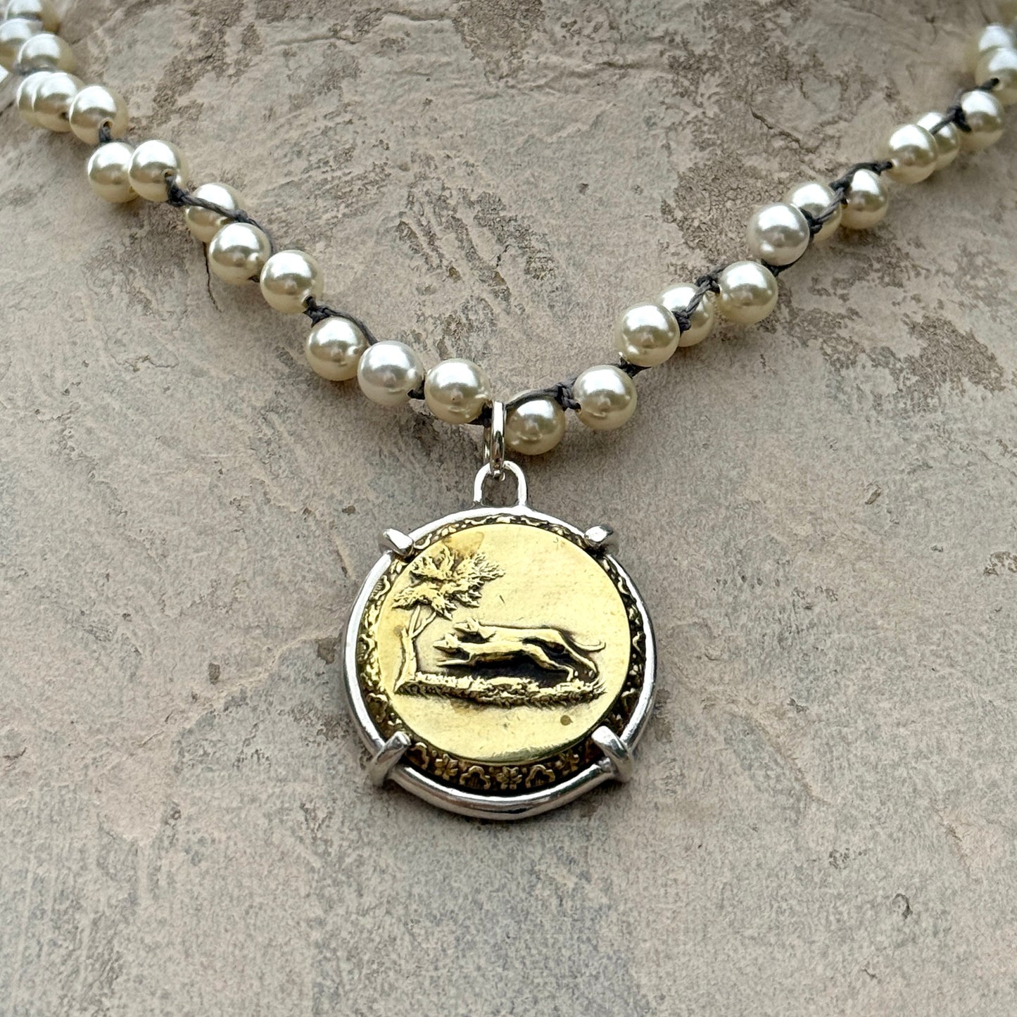 Decorative Fox Brace Button Necklace