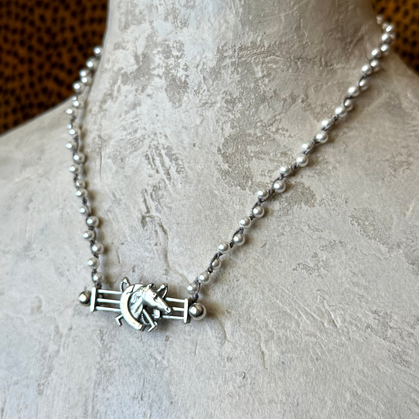 Sterling Gate on Pearls Necklace