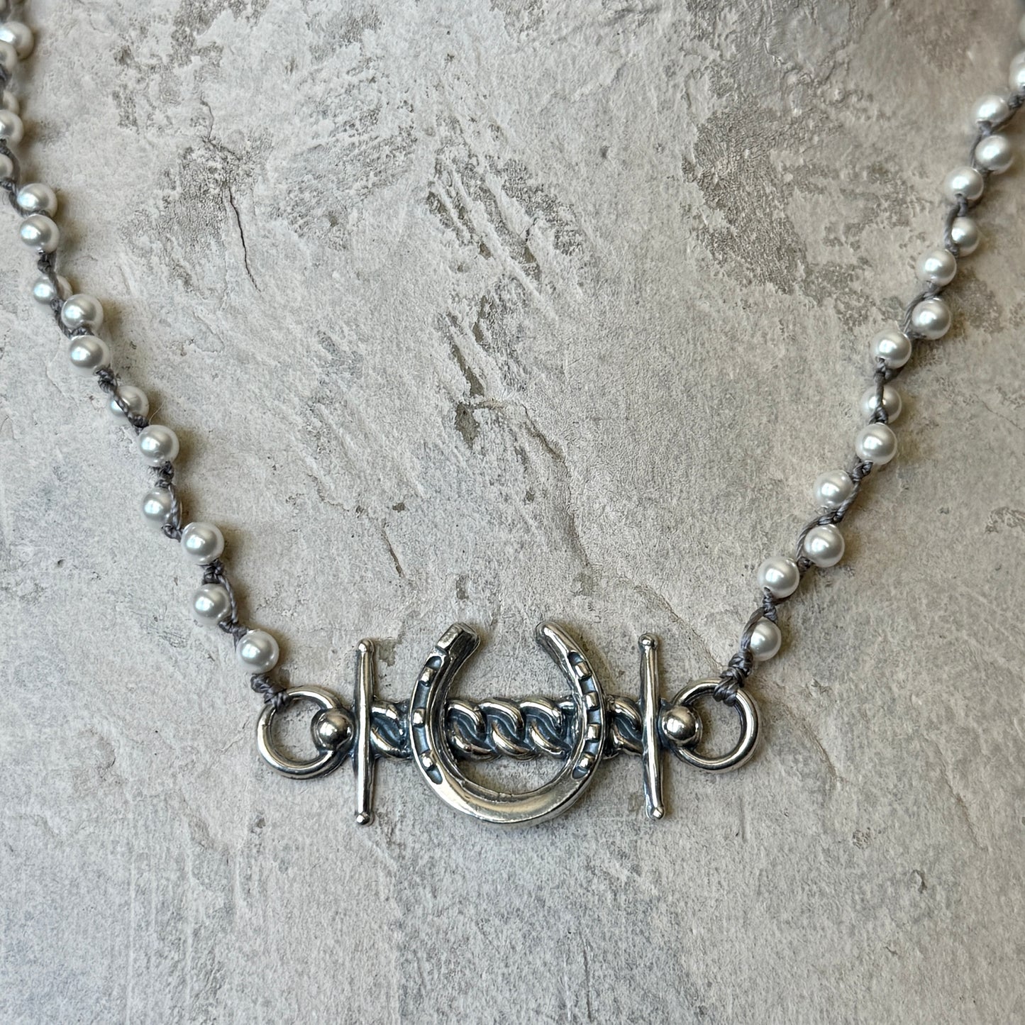 Lucky Snaffle on Pearls Necklace