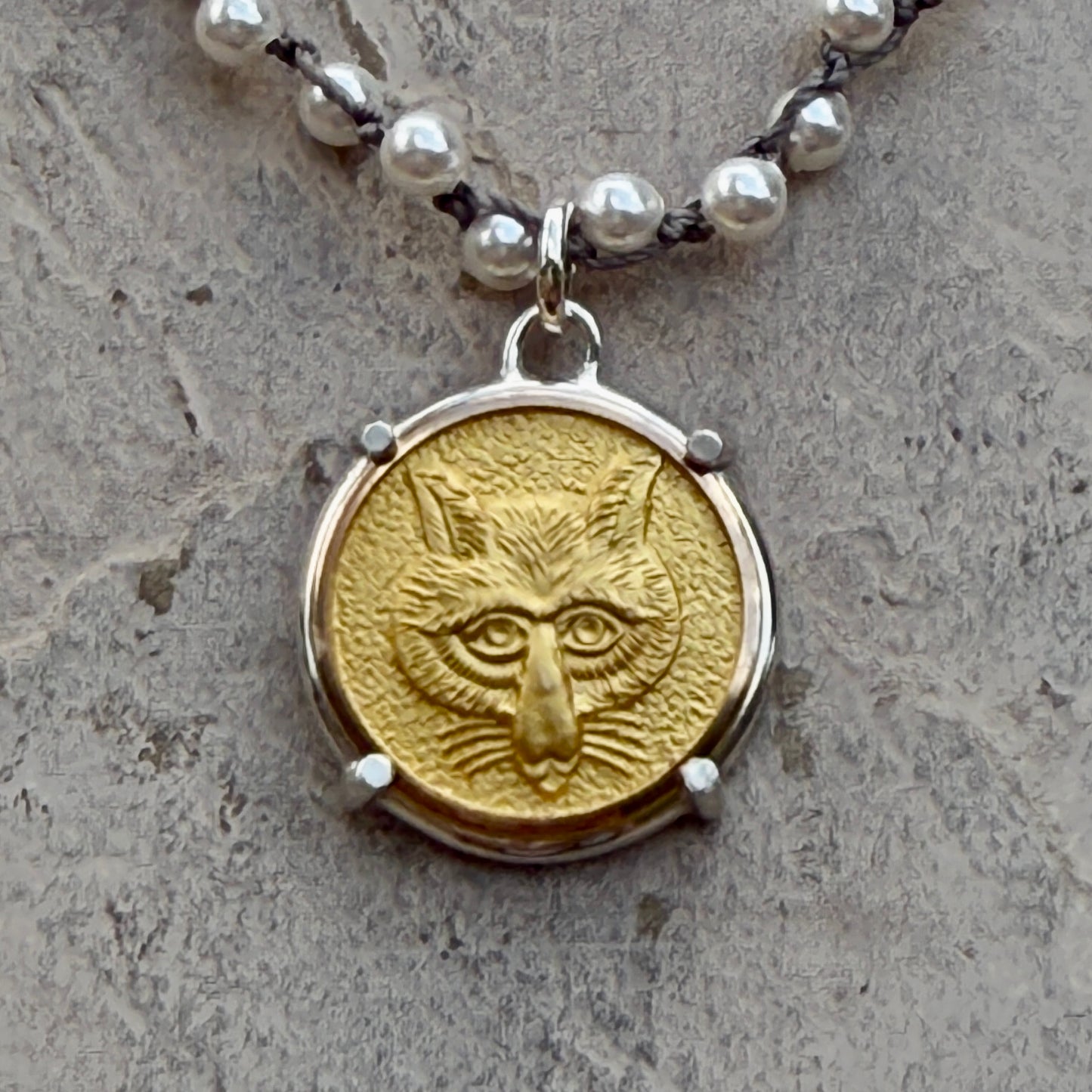 Gilded Brass Fox Button Necklace