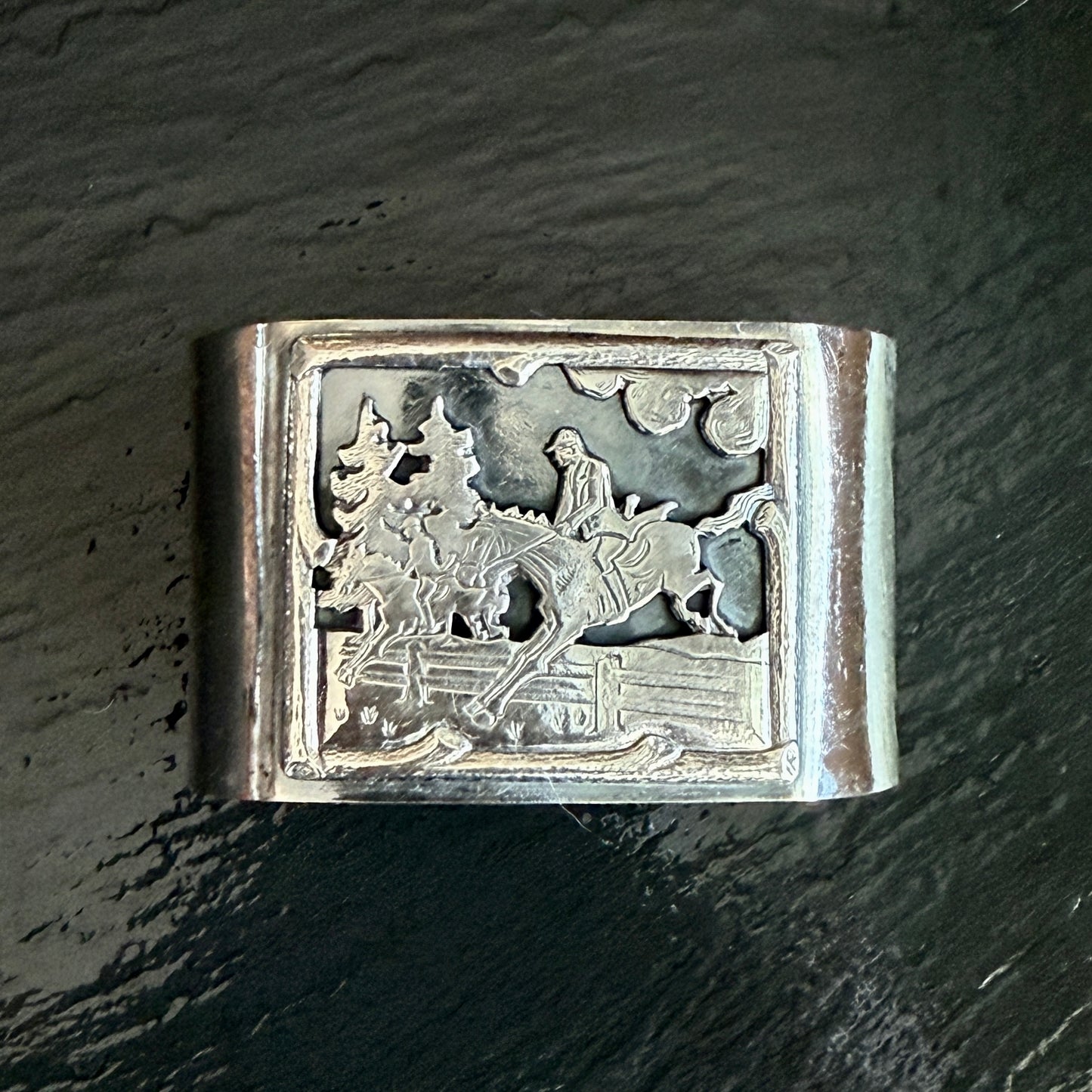 Sterling Jumping Horses Cuff Bracelet