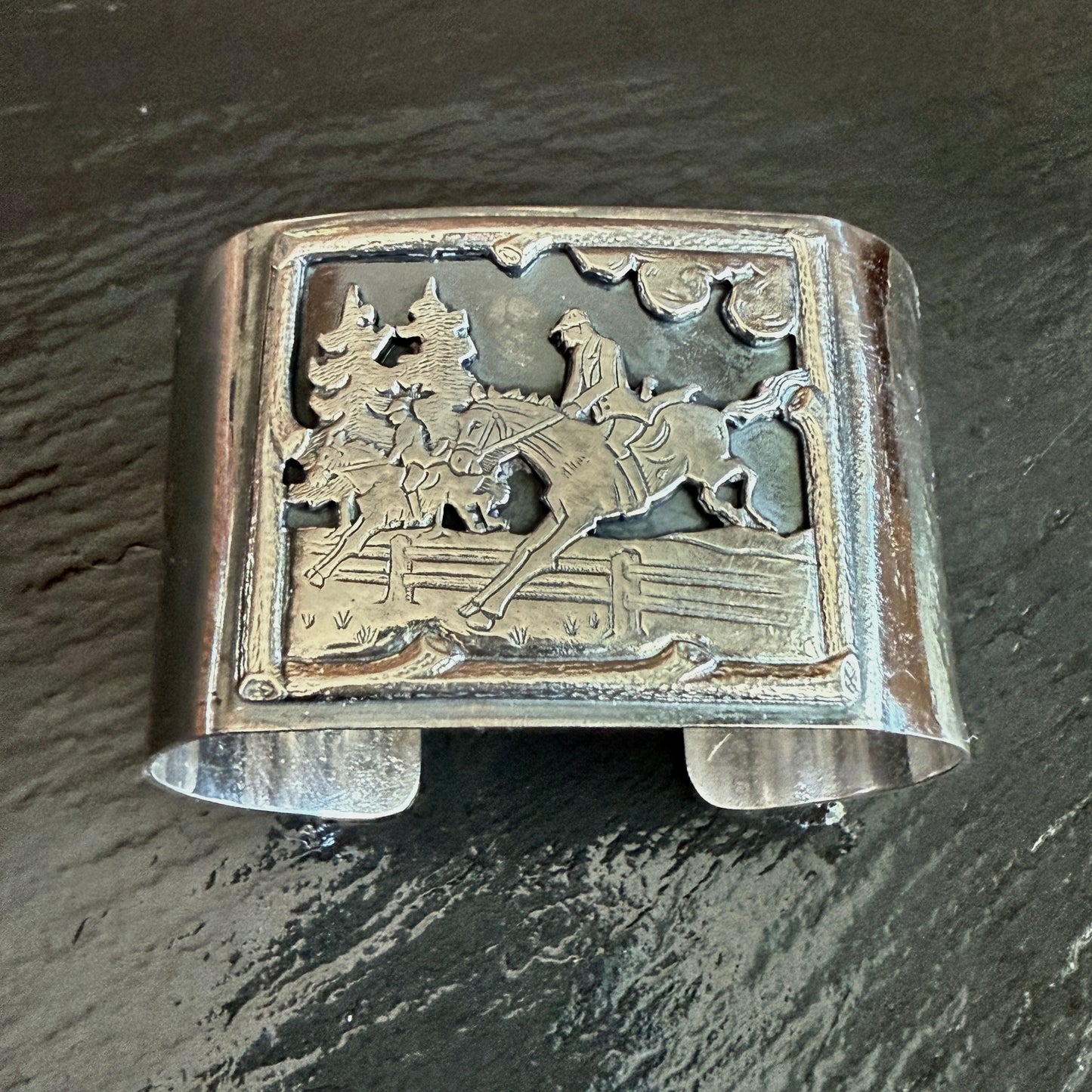 Sterling Jumping Horses Cuff Bracelet