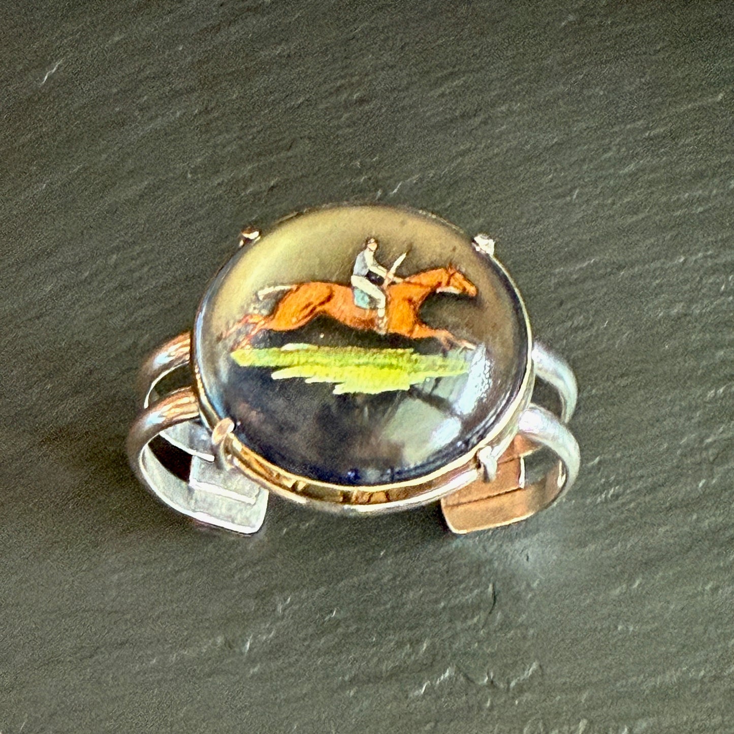 Beautiful Race Horse Rosette Cuff Bracelet