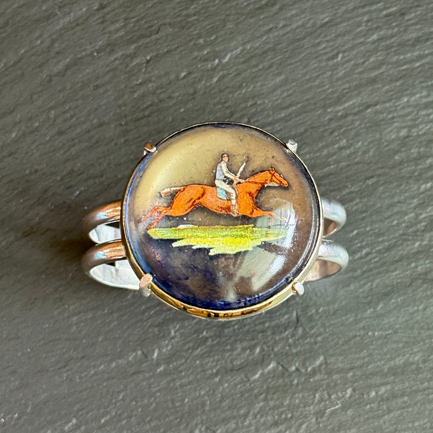 Beautiful Race Horse Rosette Cuff Bracelet