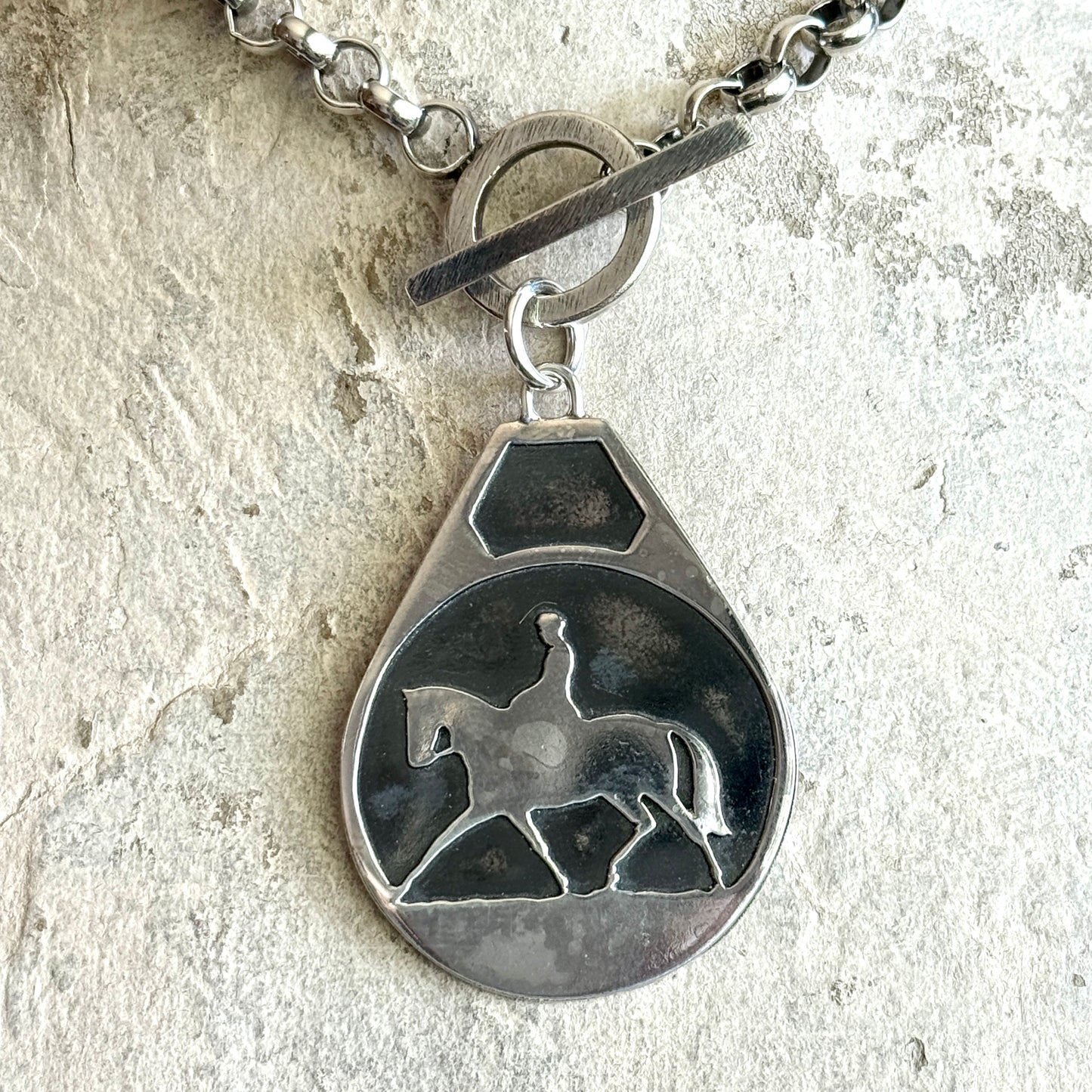 Sterling Rolo Chain with Trotting Horse Pendant