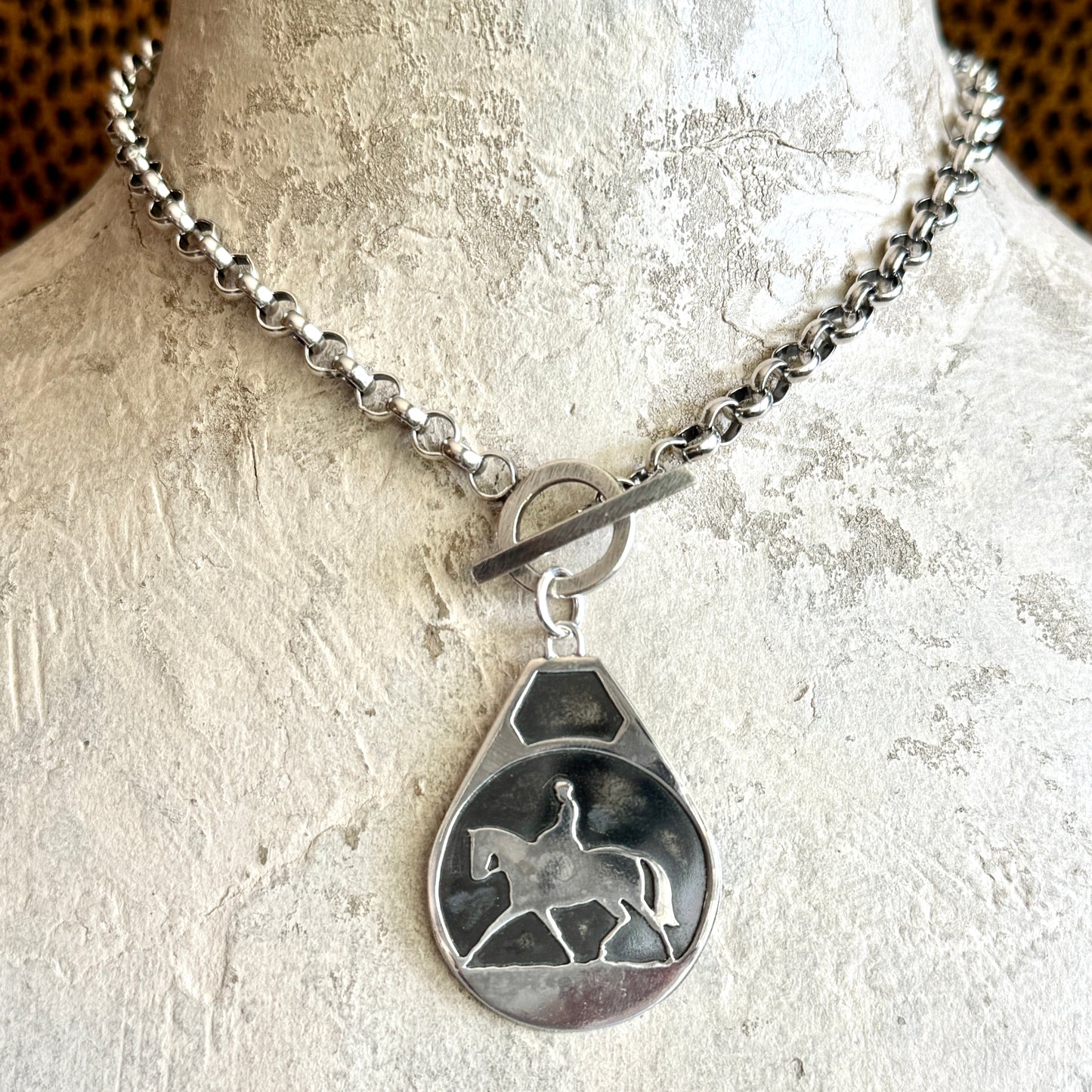 Sterling Rolo Chain with Trotting Horse Pendant