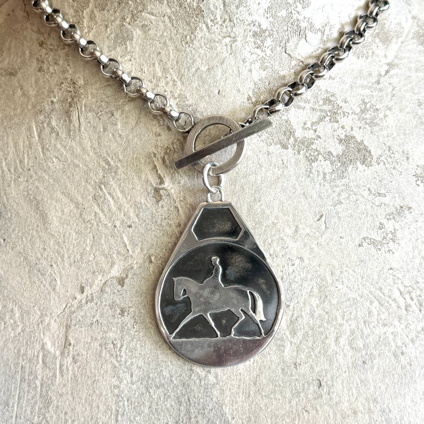Sterling Rolo Chain with Trotting Horse Pendant