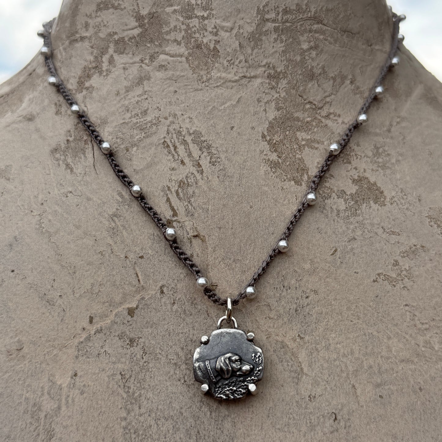 Little Lovely Brass Hunter Dog Necklace