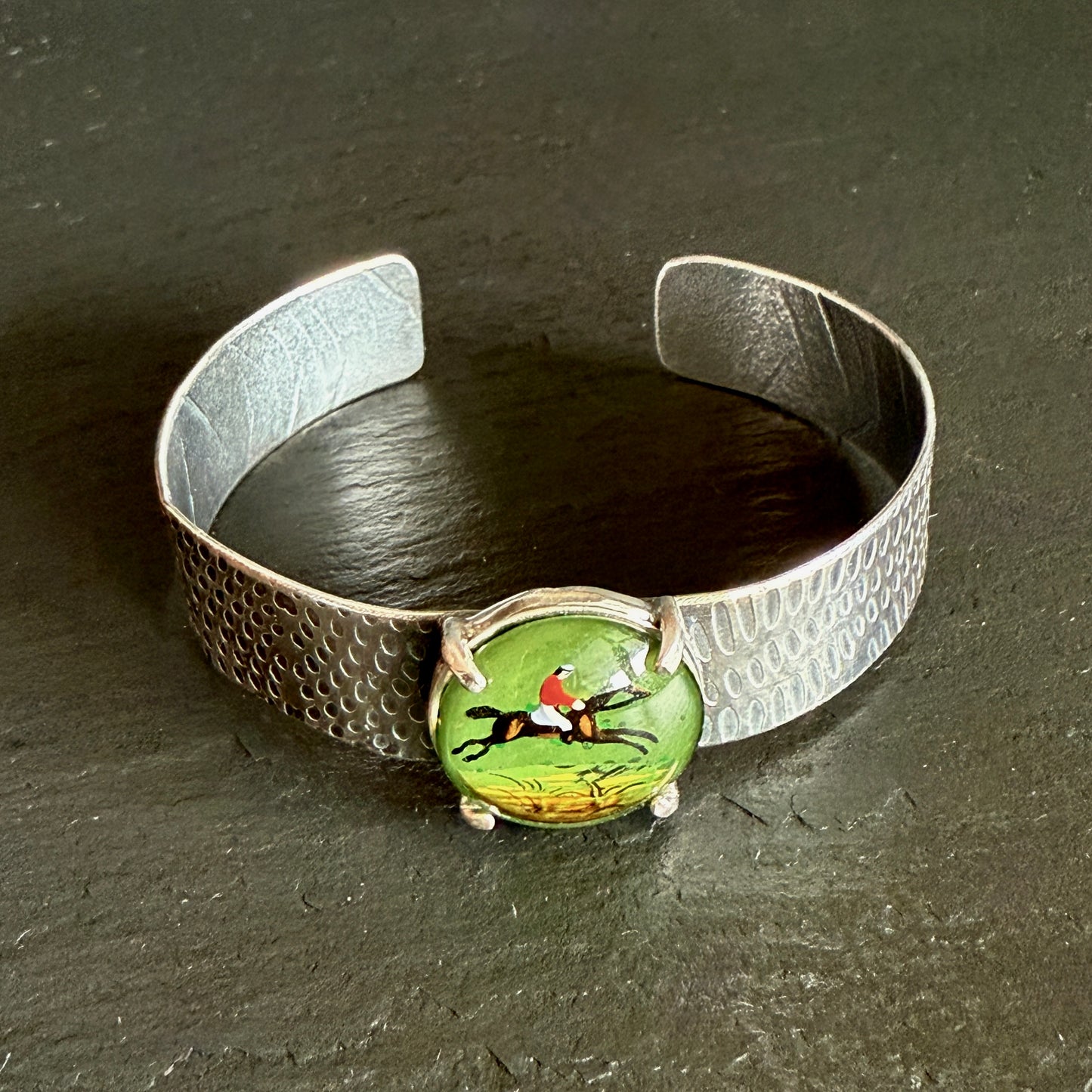 Sterling Green Crystal Jumper Cuff Bracelet