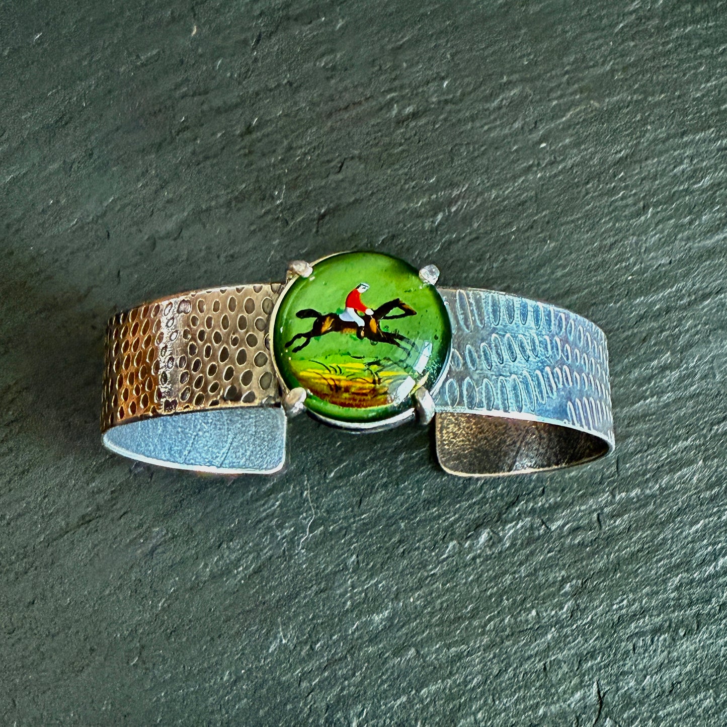 Sterling Green Crystal Jumper Cuff Bracelet