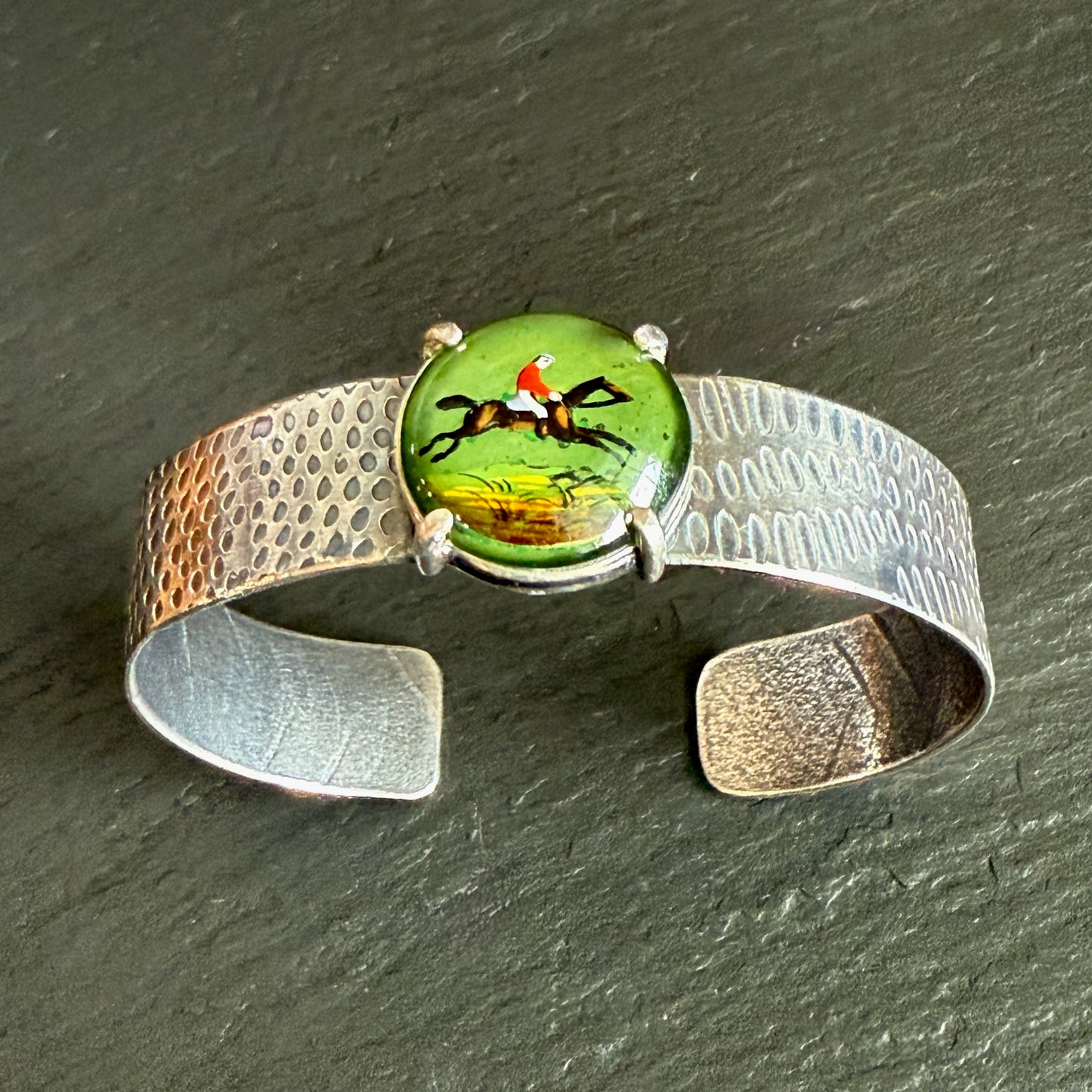 Sterling Green Crystal Jumper Cuff Bracelet