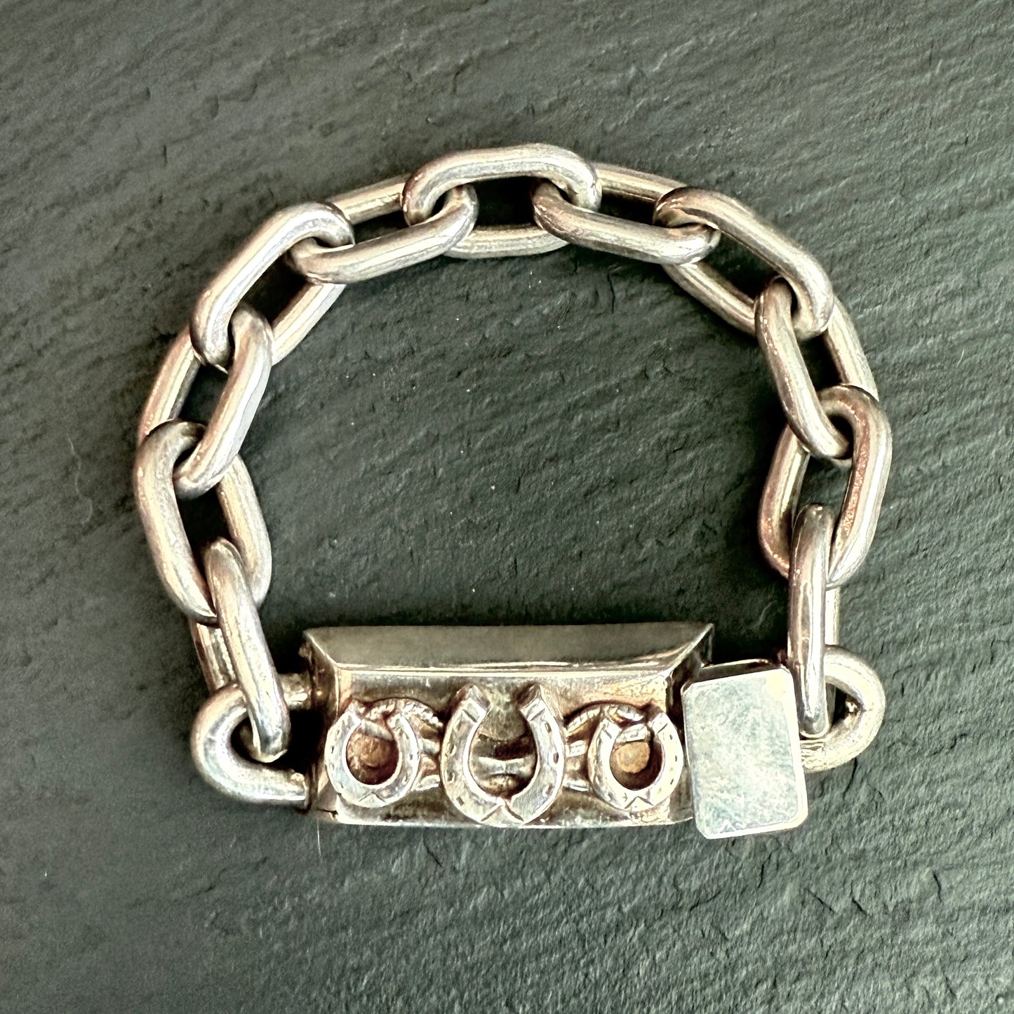 Heavy Sterling Triple Horshoe Cuff Bracelet