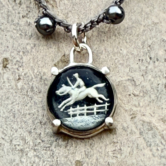 Little Lovely Black Crystal Jumping Horse Necklace