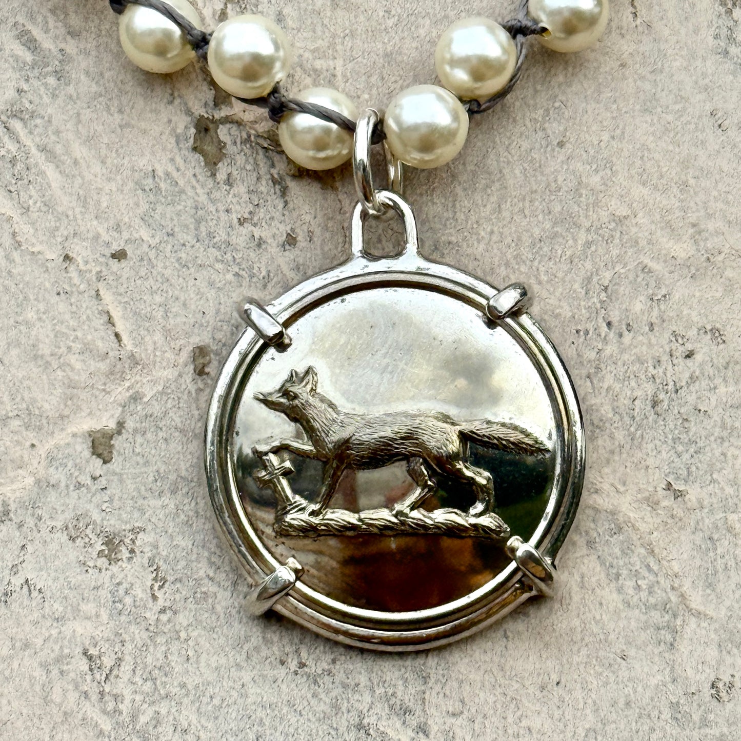Lovely Livery Fox Button Necklace
