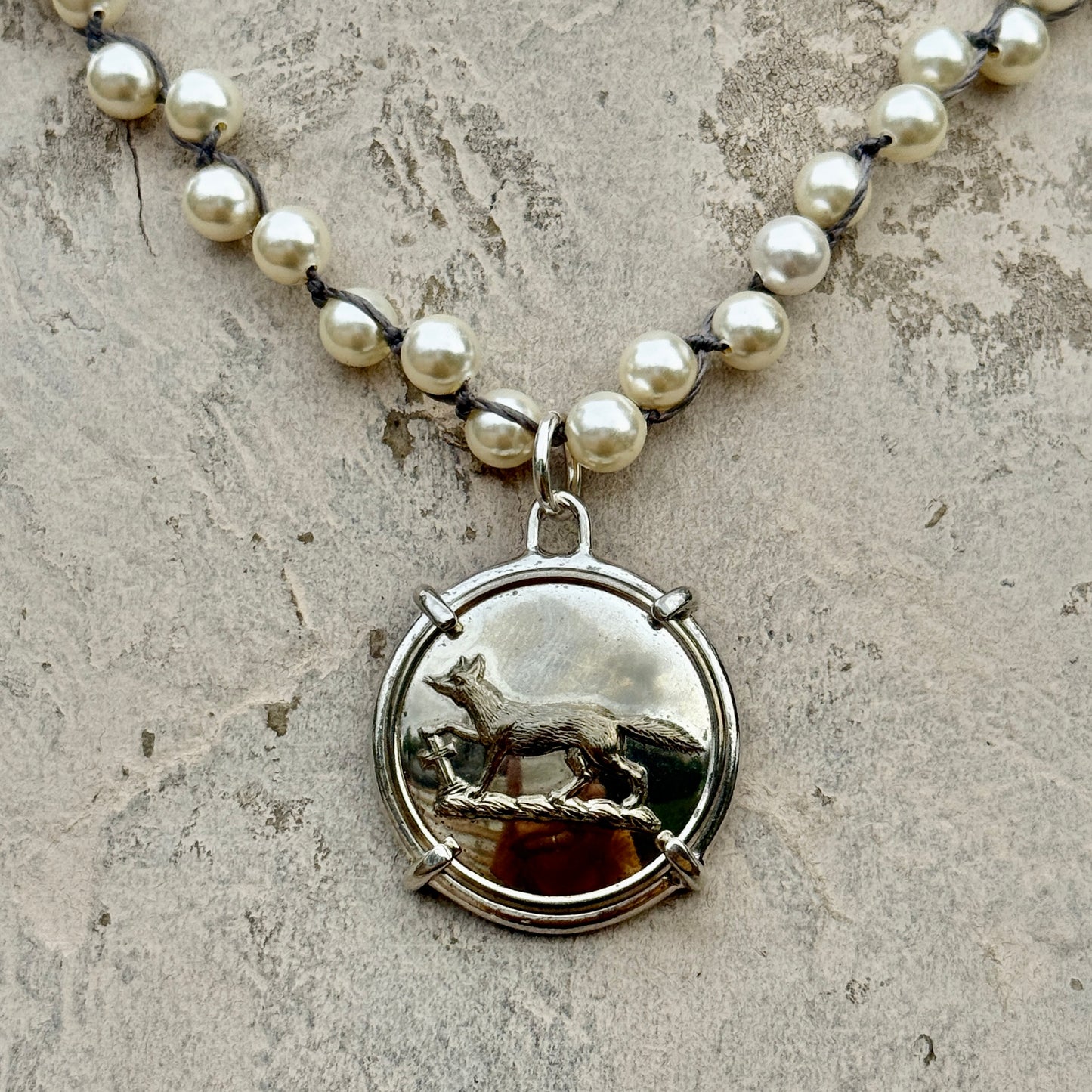 Lovely Livery Fox Button Necklace