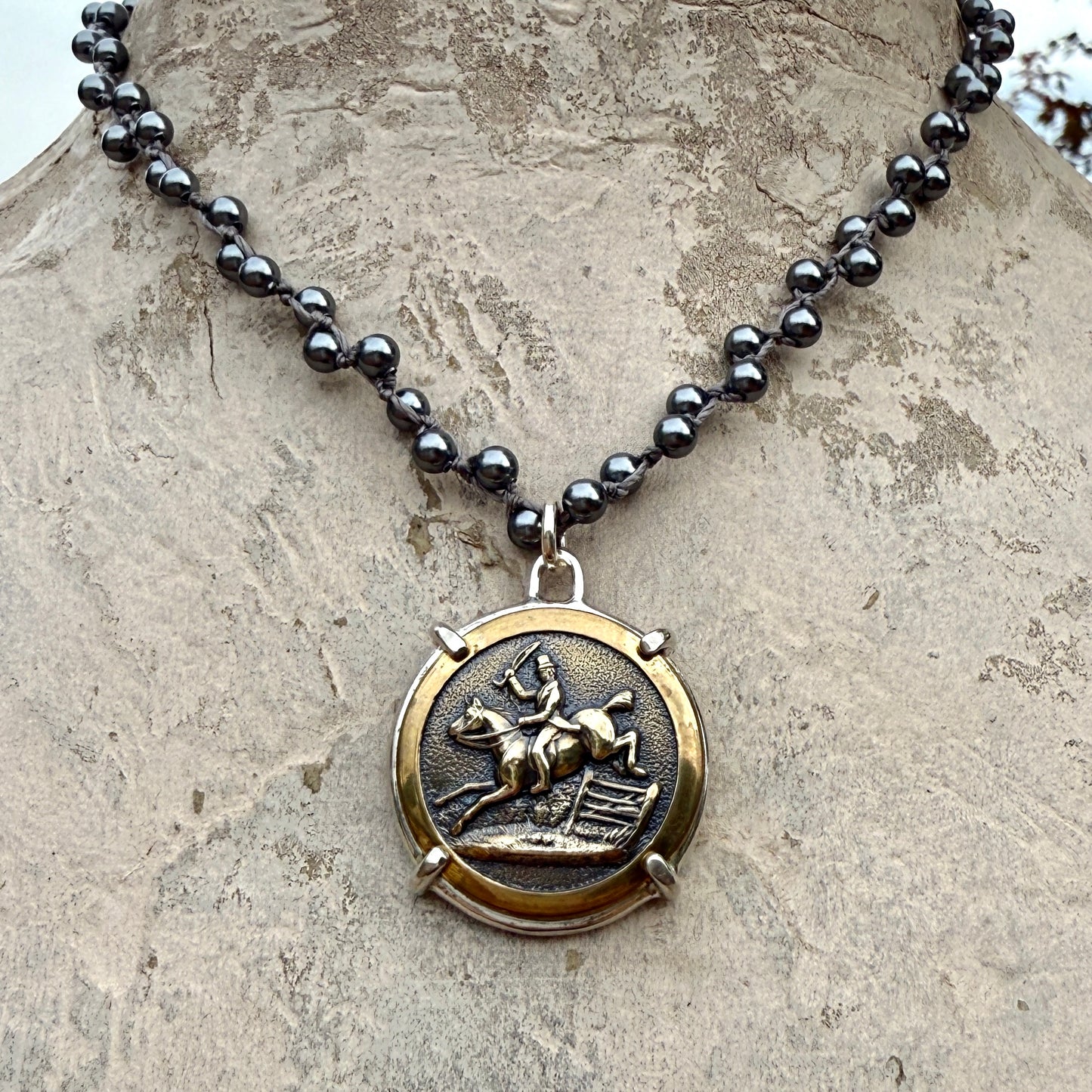 Vintage Handy Hunter Horse Button Necklace