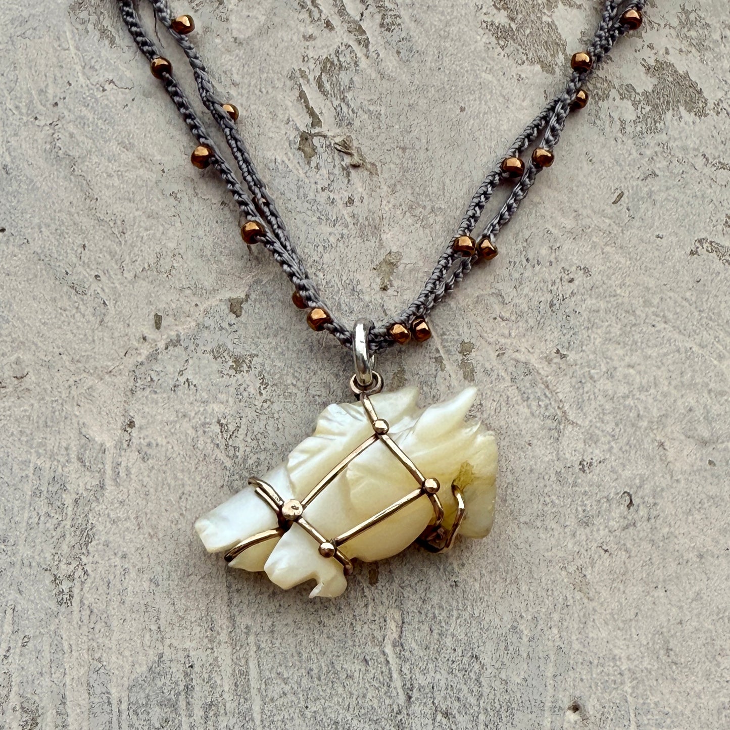 Mother-of-Pearl Horse Heads on Double Strand Necklace