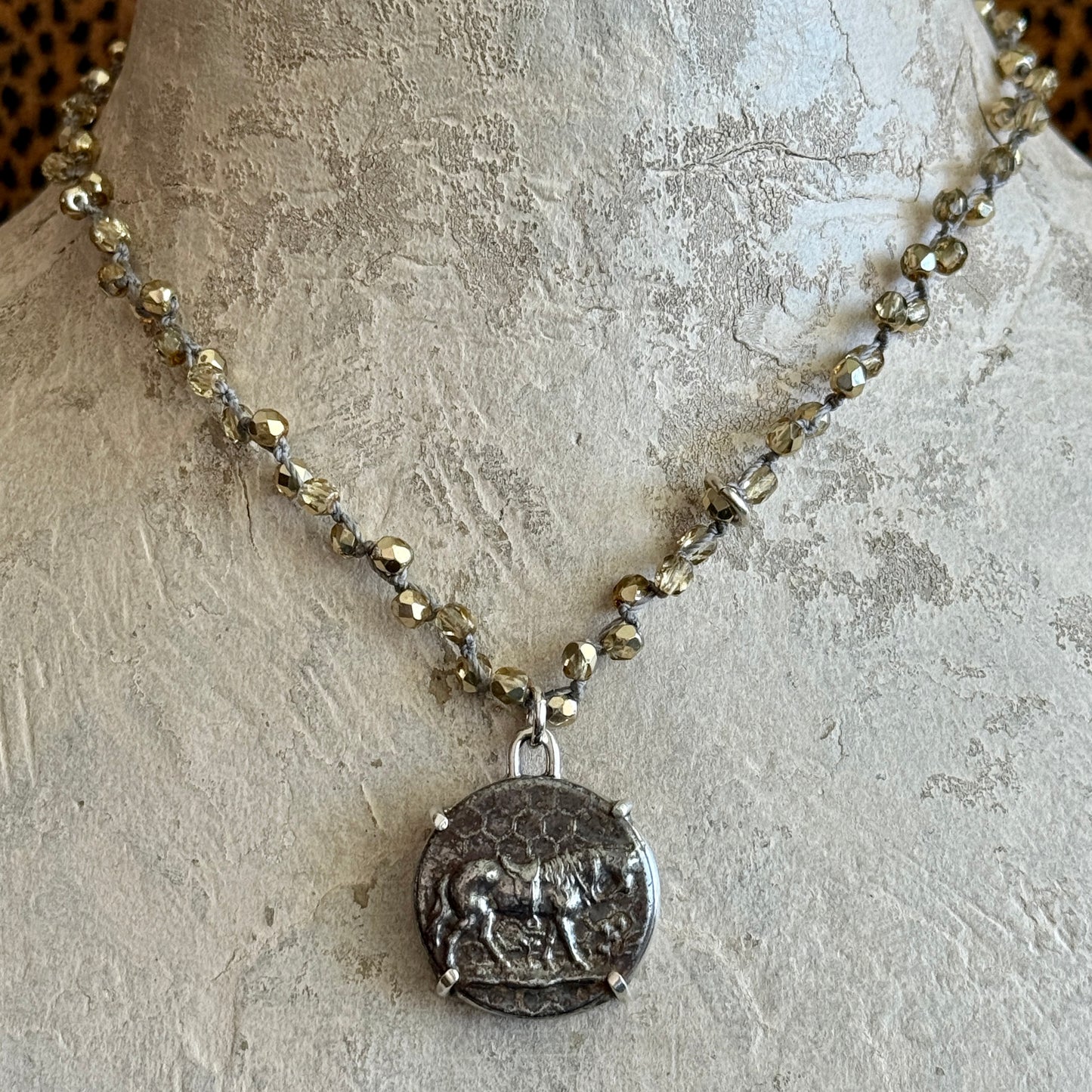 Classical Fell Pony Horse Button Necklace