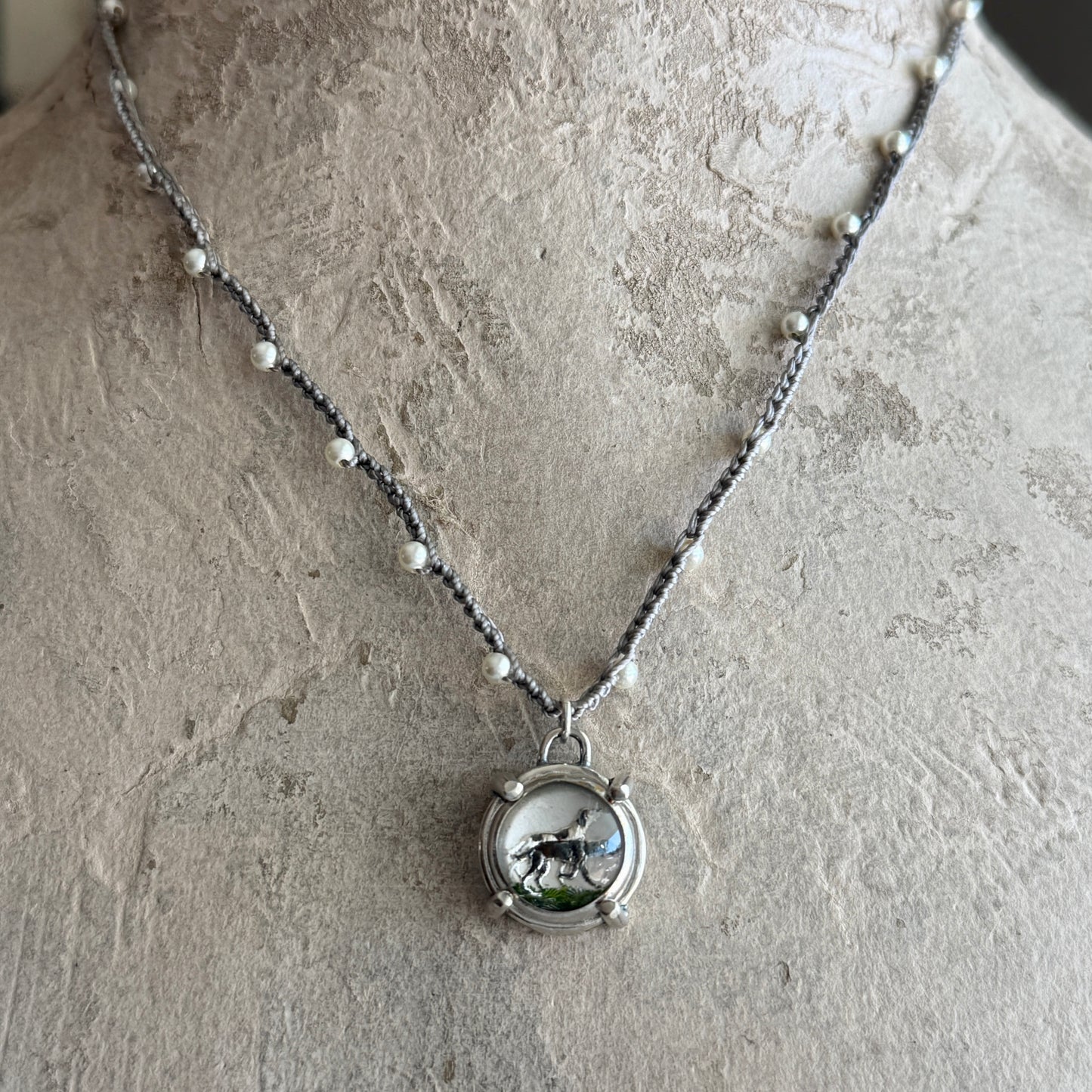 Little Lovely Crystal Hunting Dogs Necklace