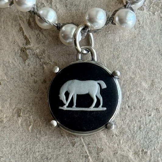 Jasperware Jumper on Pearls Necklace