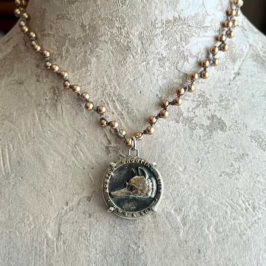 Boston Shooting Suit Fox Mask Button Necklace