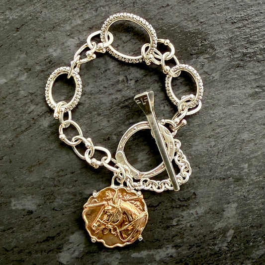 Textural Sterling Silver Horse Toggle Bracelet