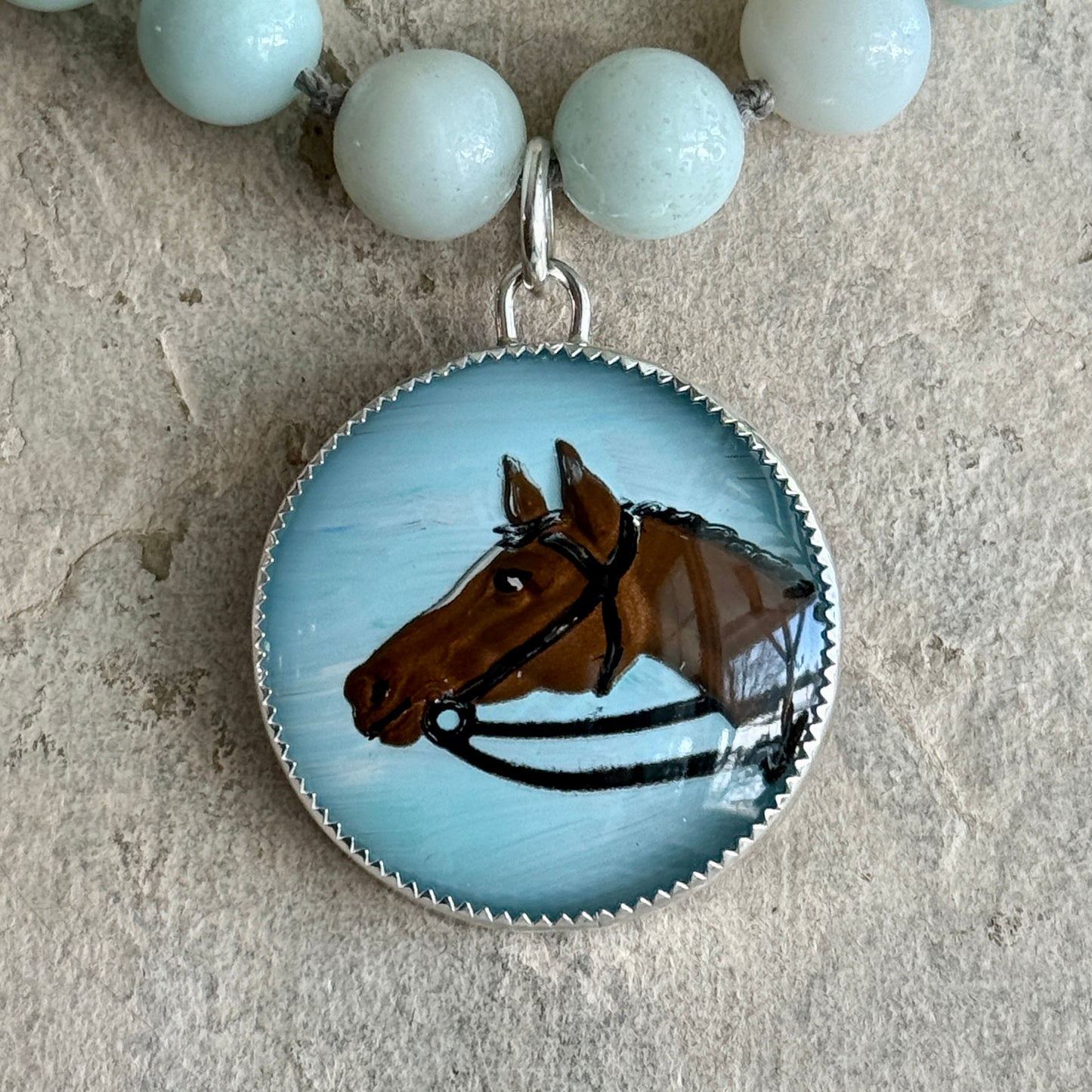 Large Crystal Horse Head Intaglio Necklace