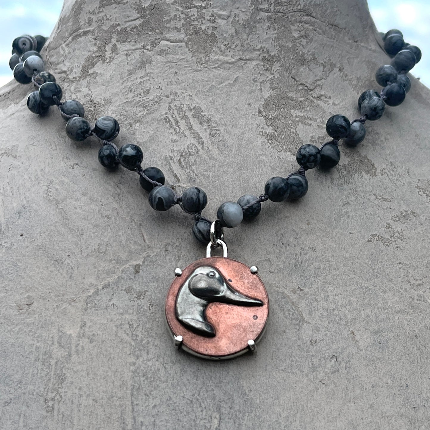 Duck Button on Pearls