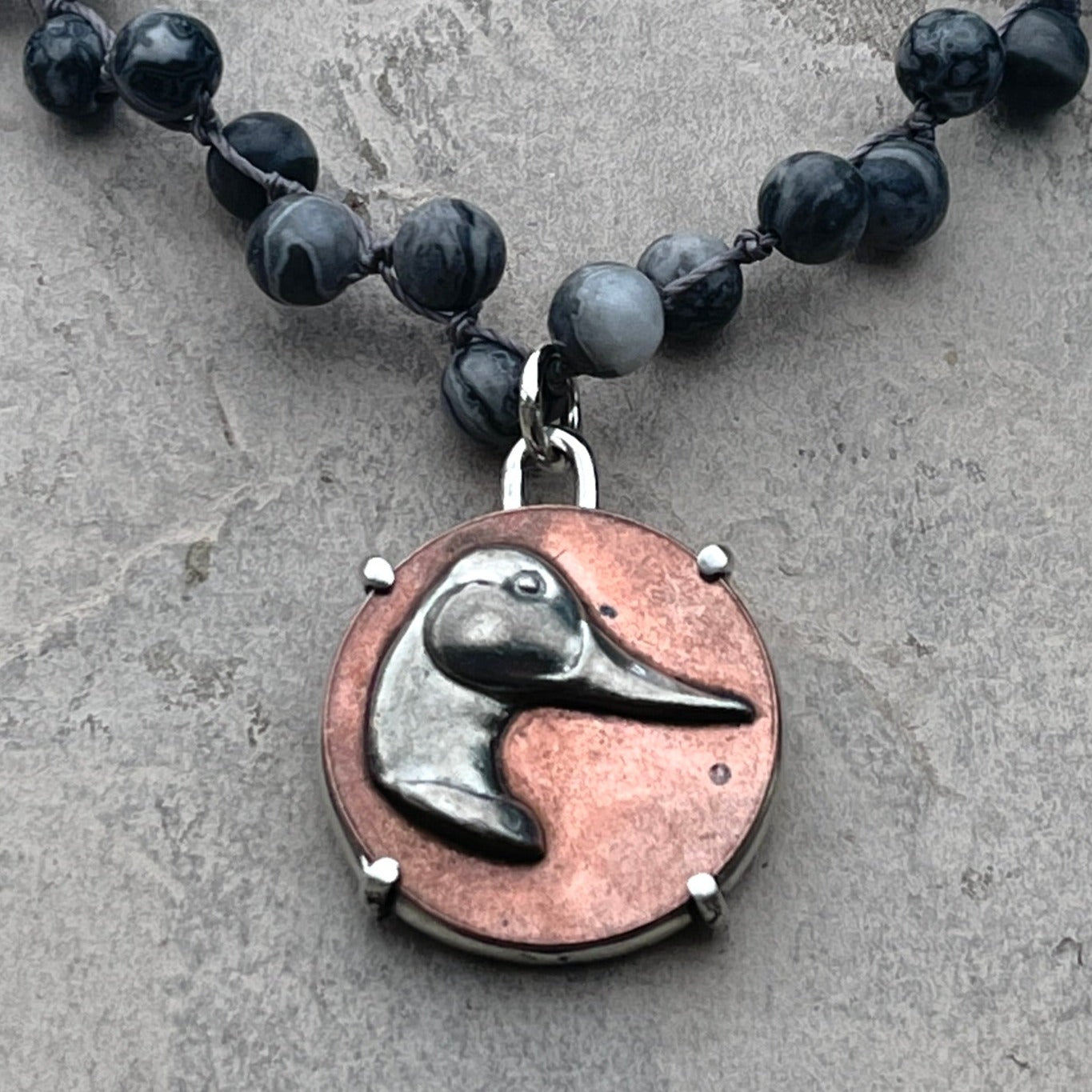 Duck Button on Pearls