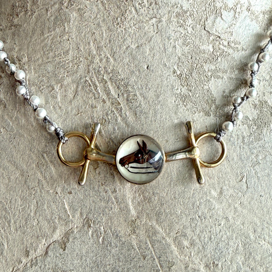 Snaffle Bit and Crystal Horse Head Necklace