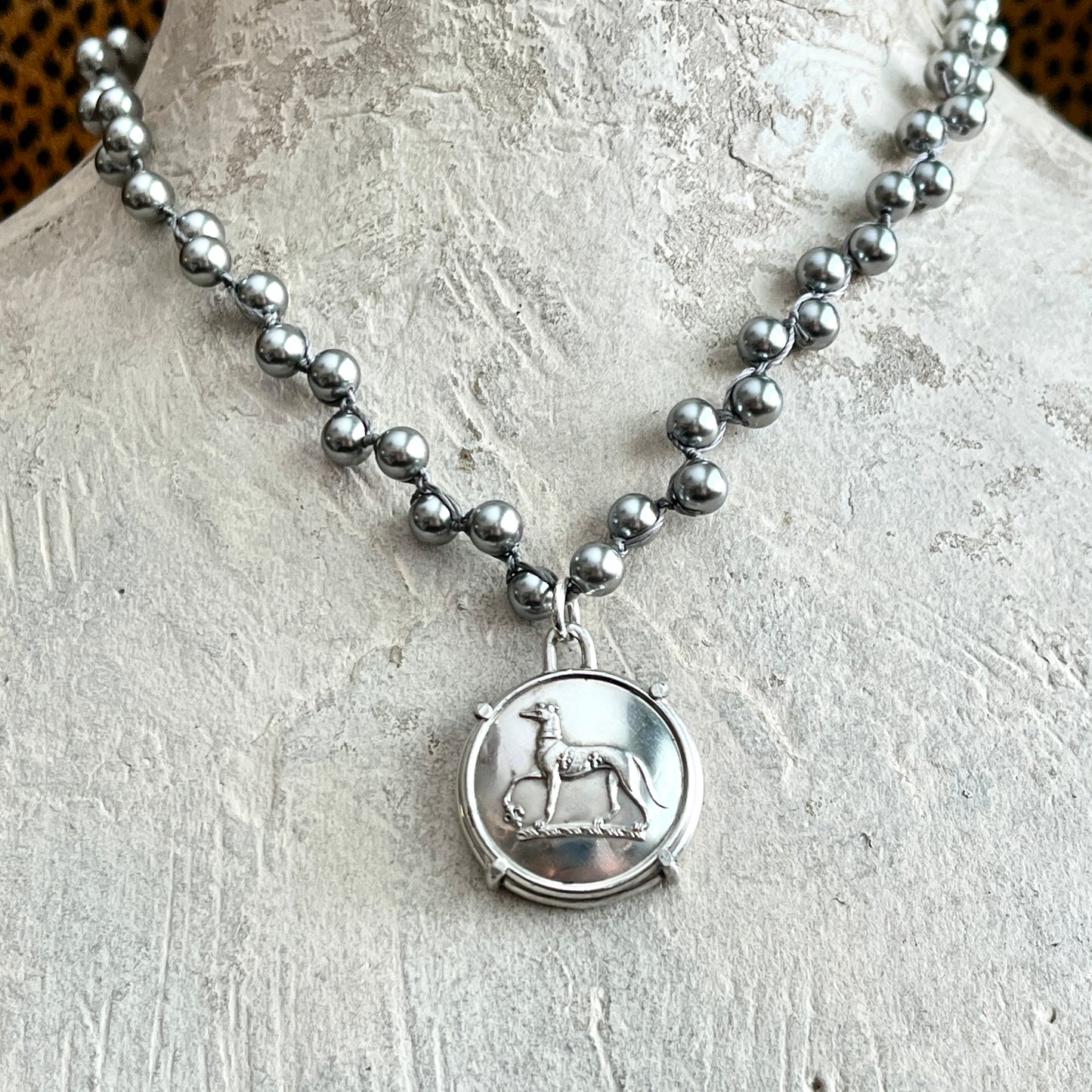 Greyhound Livery Button Necklace