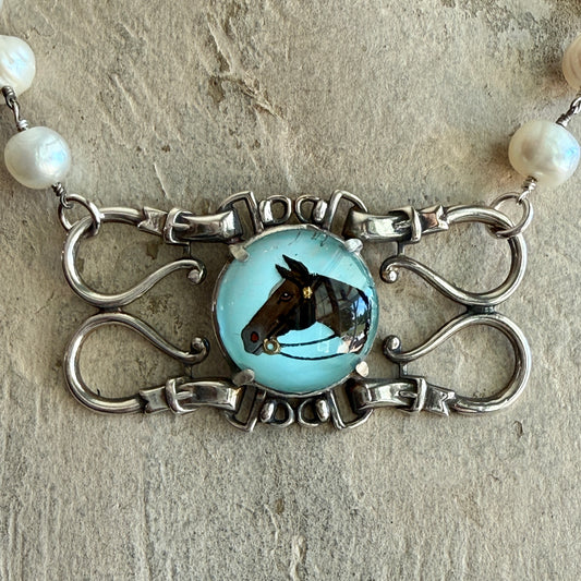 Intaglio Horse Head on Sterling Leather Straps