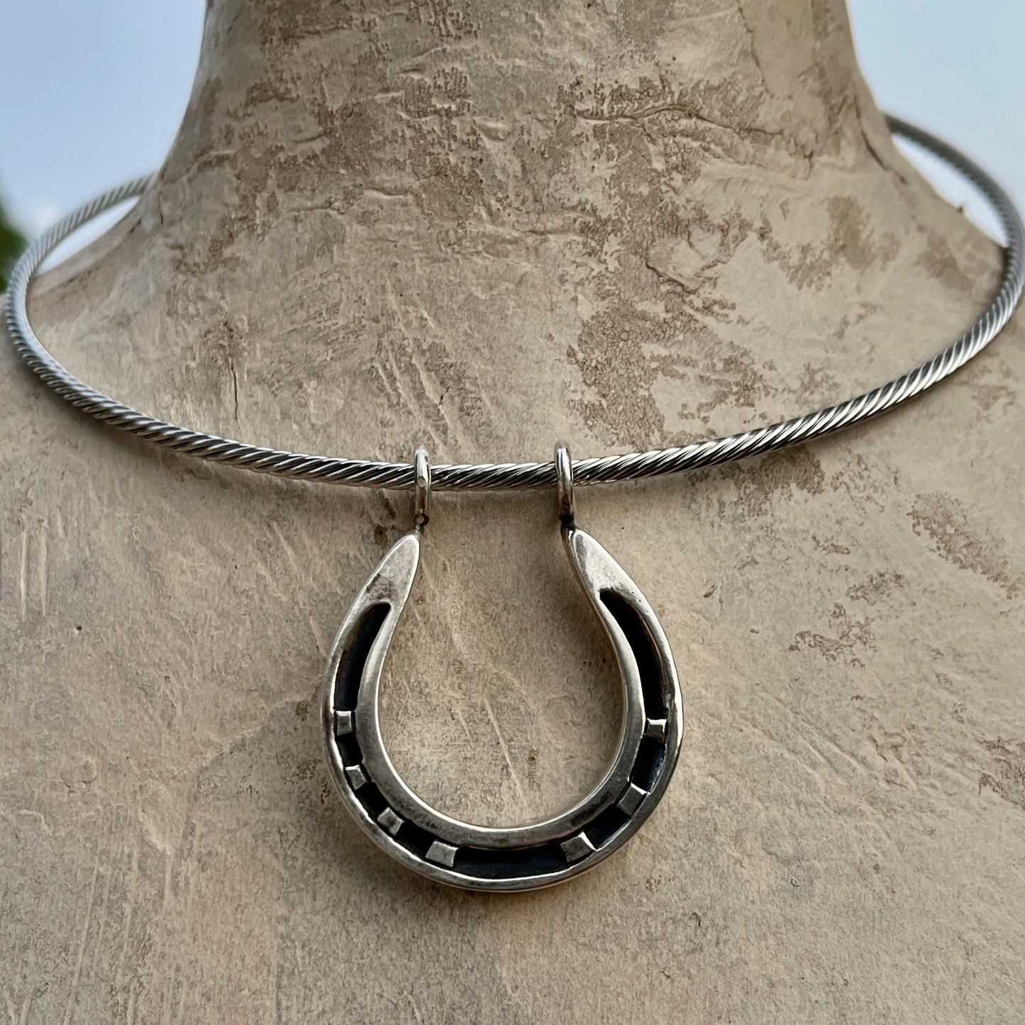 Sterling Horseshoe on Stainless Cable Necklace