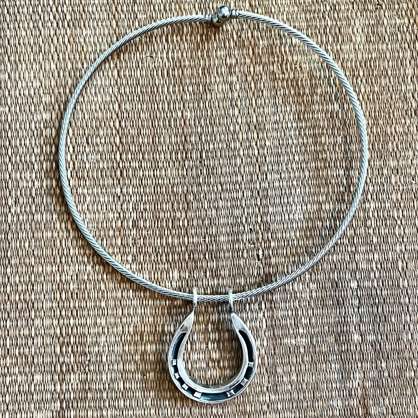 Sterling Horseshoe on Stainless Cable Necklace