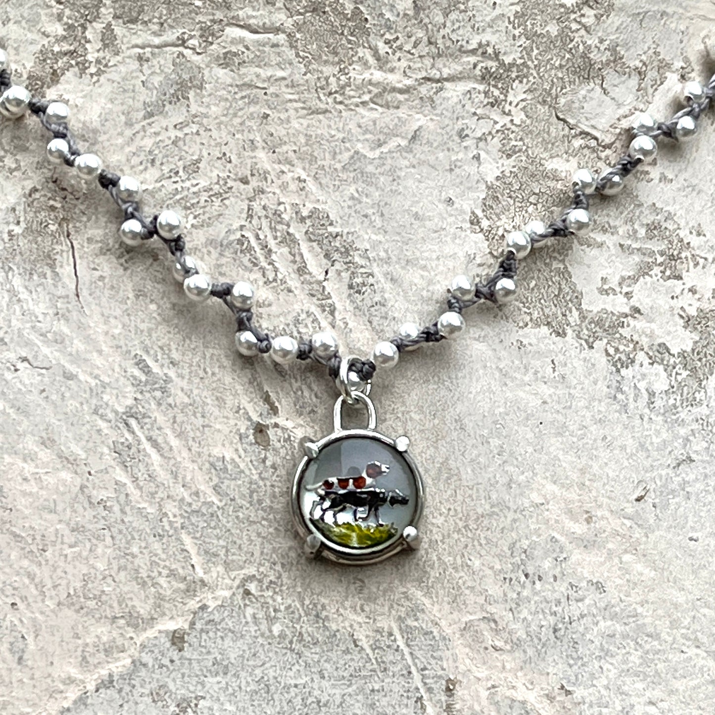 Little Lovely Bird Dog Button Necklace