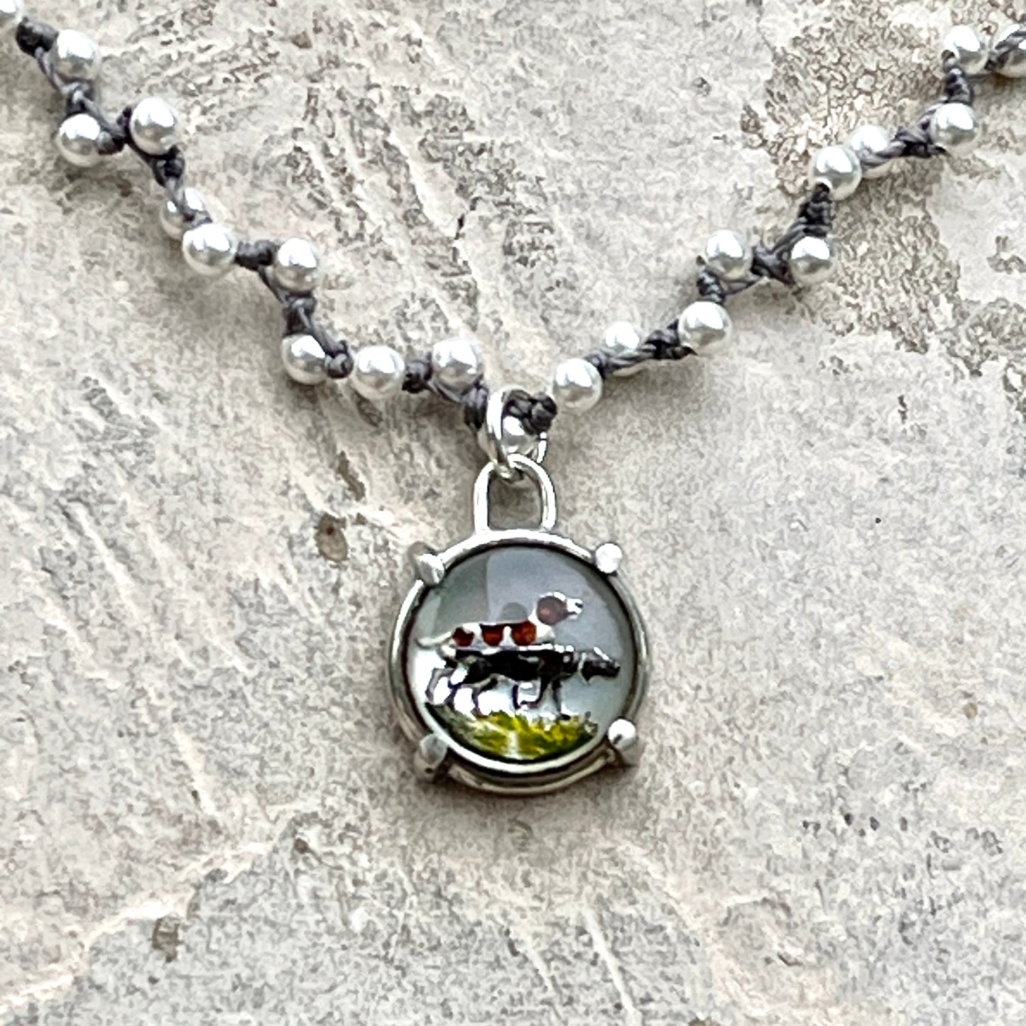 Little Lovely Bird Dog Button Necklace