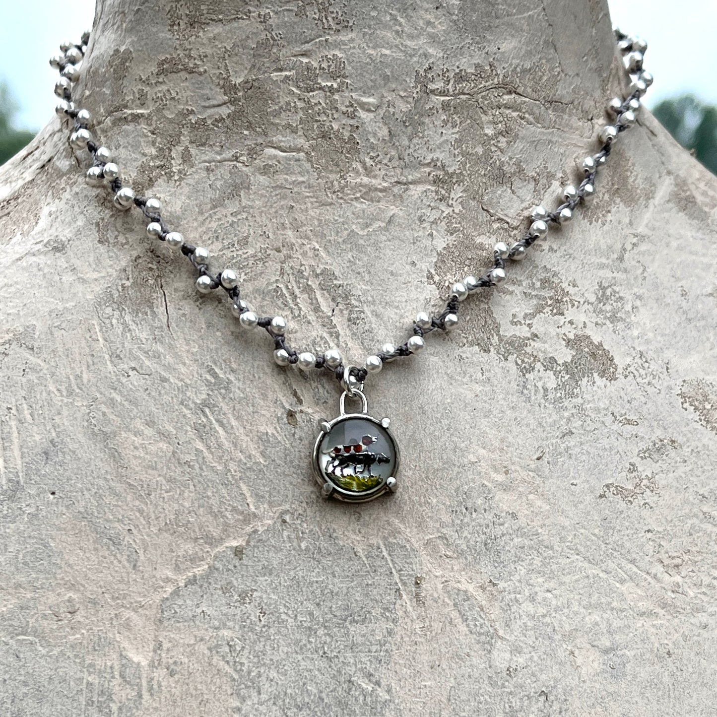 Little Lovely Bird Dog Button Necklace