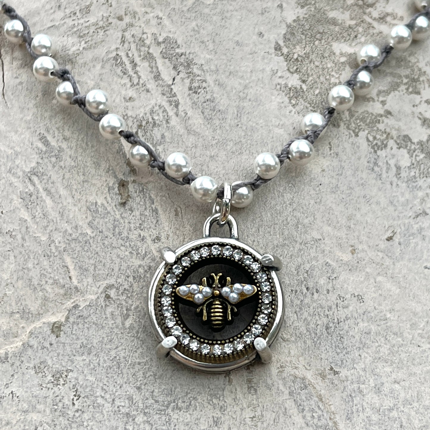 Blingy Bee Button Necklace