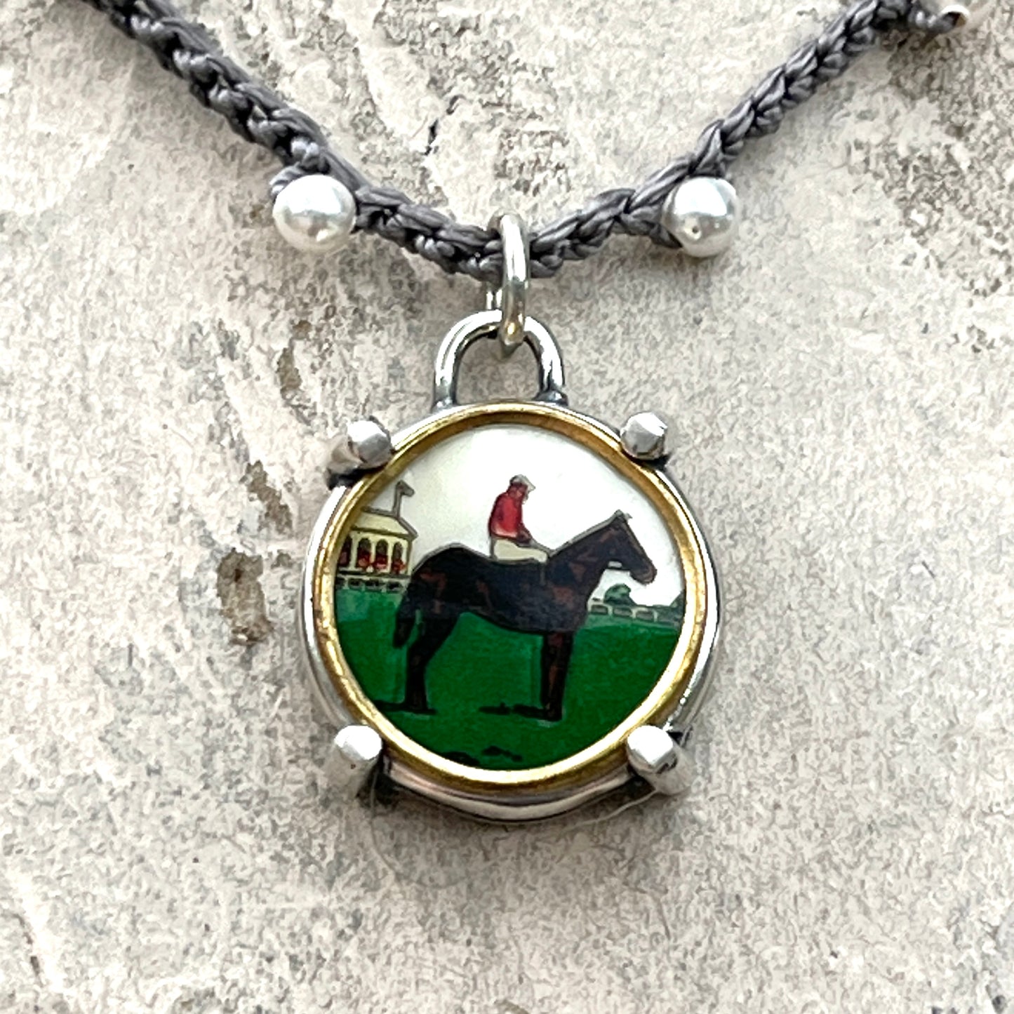 Little Lovely Race Horse Button Necklace