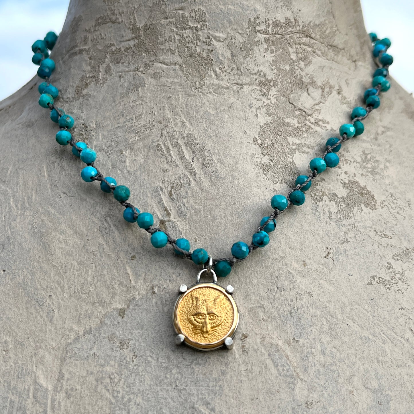 Little Lovely Gilded Fox Mask Button Necklace